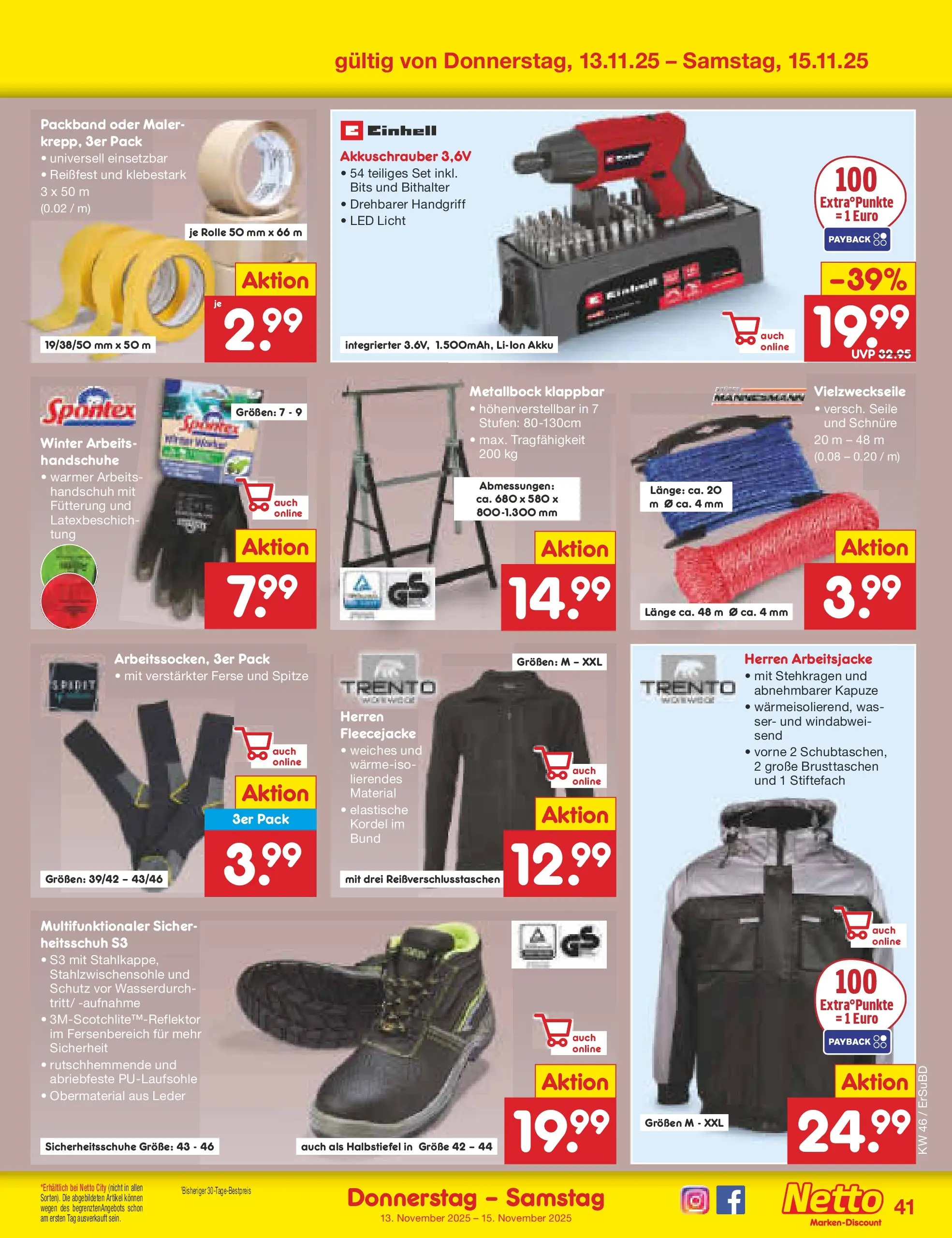Netto Marken-Discount prospekt Jena-Lobeda	 (ab 10.11.2025) » Angebote | Seite: 49 | Produkte: Akkuschrauber, Handschuhe