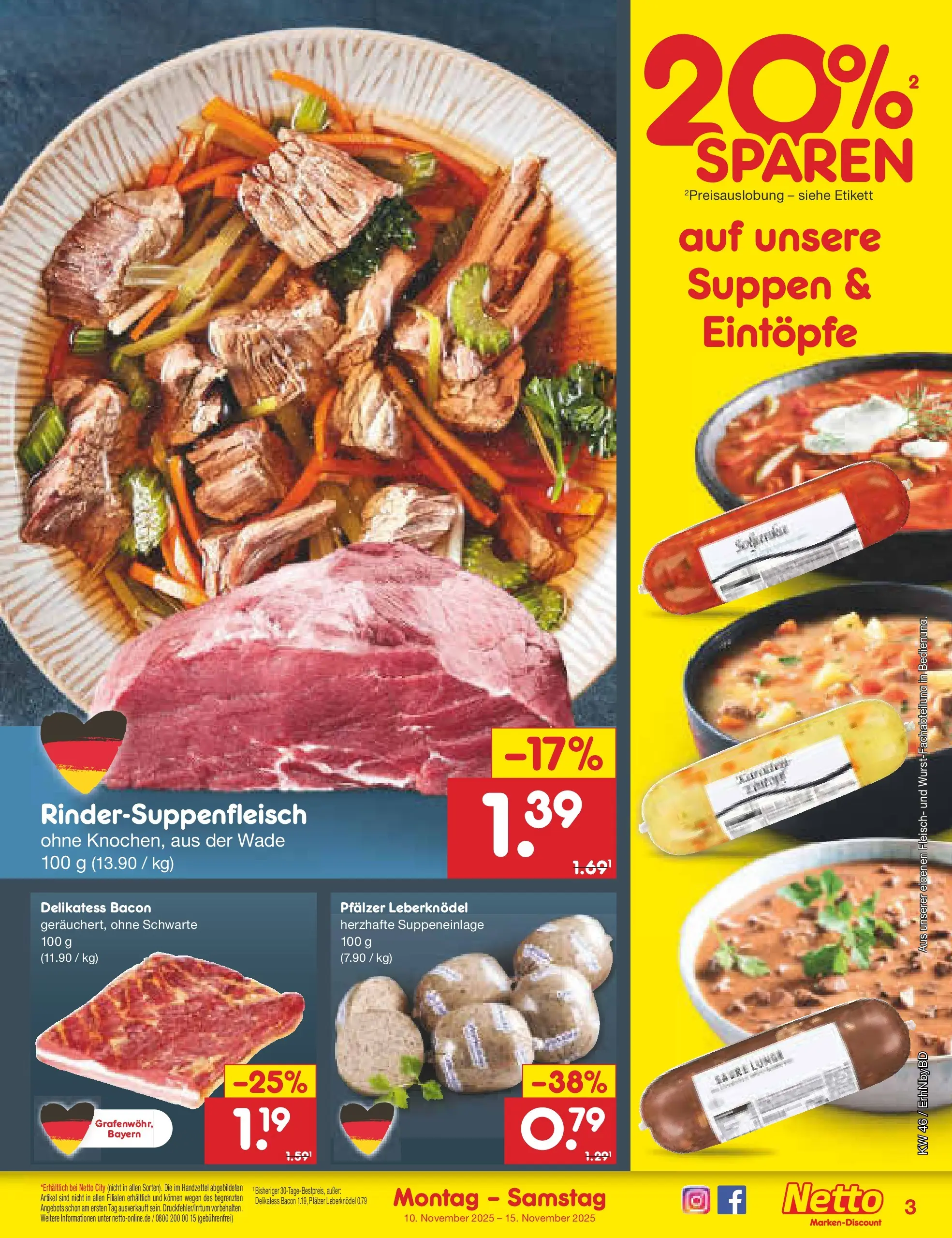 Netto Marken-Discount prospekt Ergolding	 (ab 09.11.2025) » Angebote | Seite: 29 | Produkte: Fleisch