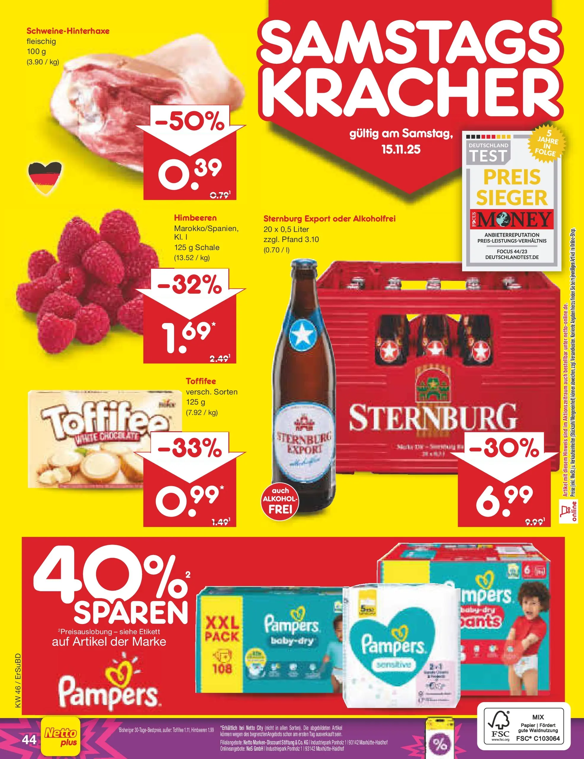 Netto Marken-Discount prospekt Jena-Lobeda	 (ab 10.11.2025) » Angebote | Seite: 52 | Produkte: Himbeeren, Pampers, Toffifee