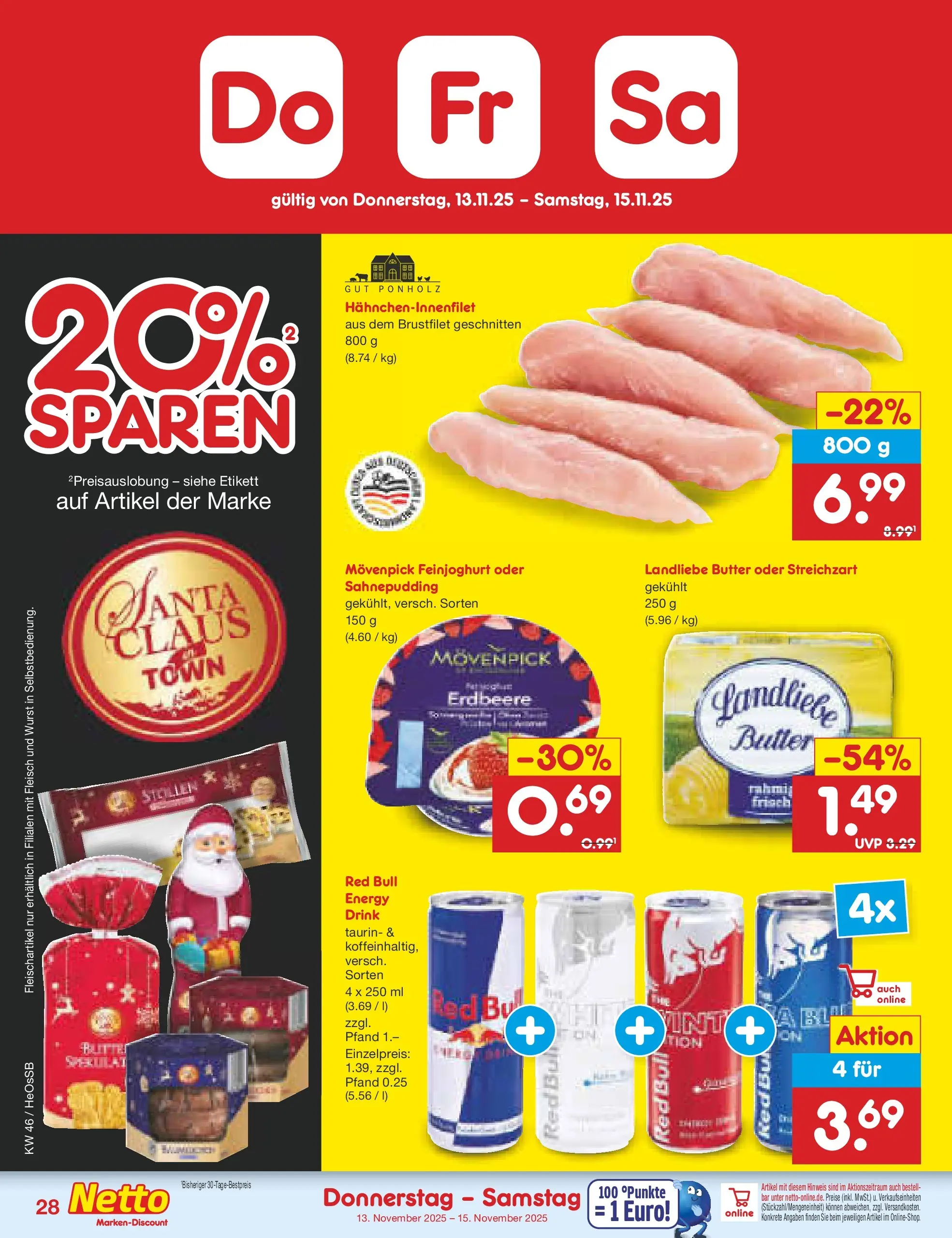 Netto Marken-Discount prospekt Kröpelin	 (ab 10.11.2025) » Angebote | Seite: 36 | Produkte: Red bull, Energy, Wurst, Fleisch