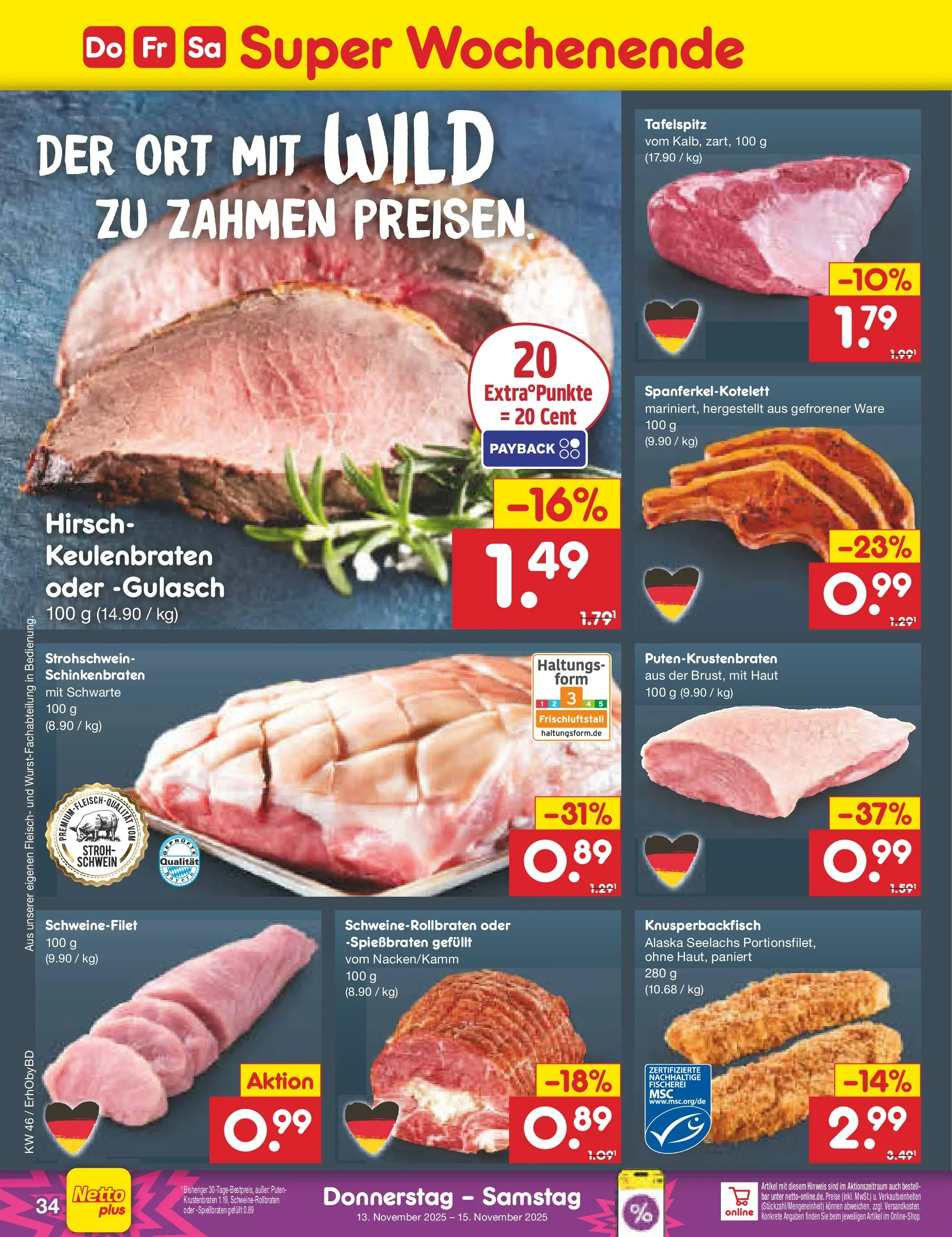 Netto Marken-Discount prospekt Velden (ab 10.11.2025) » Angebote | Seite: 42 | Produkte: Tafelspitz, Krustenbraten, Schweinefilet, Fleisch Netto Marken-Discount prospekt Velden (ab 10.11.2025) » Angebote | Seite: 42 | Produkte: Tafelspitz, Krustenbraten, Schweinefilet, Fleisch