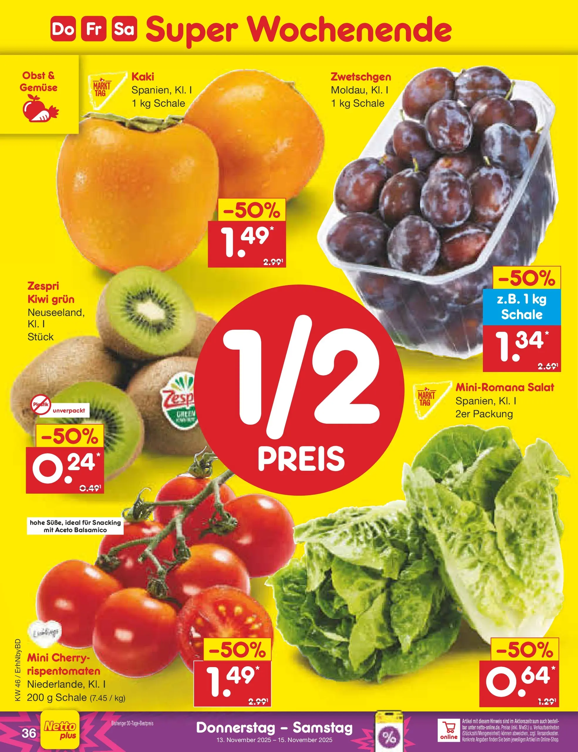 Netto Marken-Discount prospekt Ergolding	 (ab 09.11.2025) » Angebote | Seite: 44 | Produkte: Balsamico, Obst, Kaki, Salat