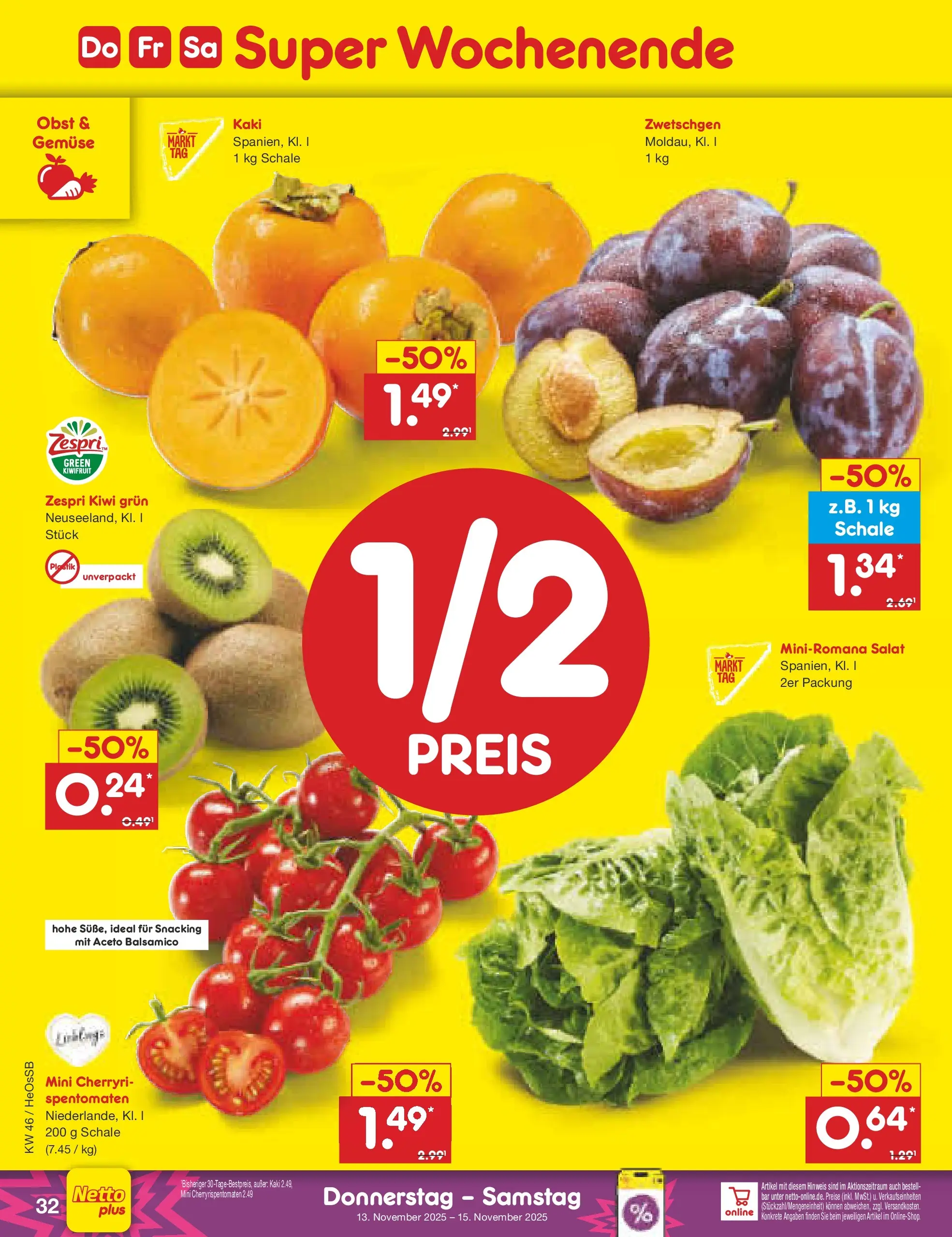 Netto Marken-Discount prospekt Kröpelin	 (ab 10.11.2025) » Angebote | Seite: 40 | Produkte: Balsamico, Zwetschgen, Gemüse, Obst