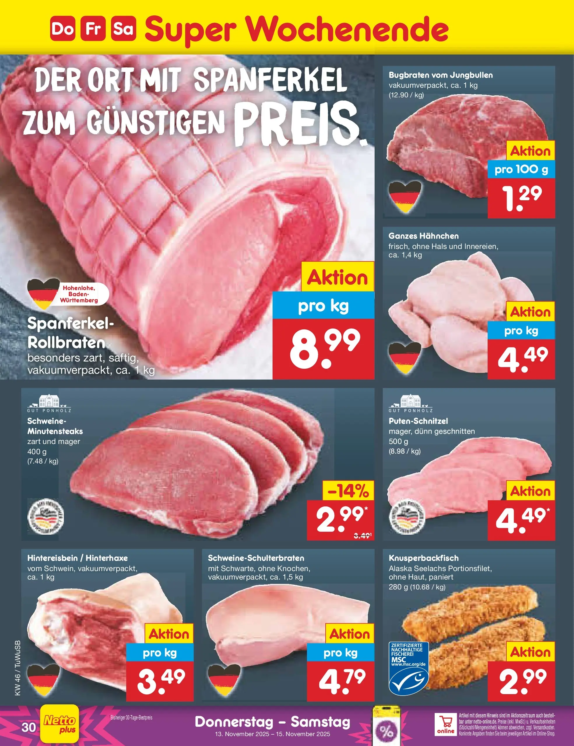 Netto Marken-Discount prospekt Calw-Stammheim	 (ab 10.11.2025) » Angebote | Seite: 38 | Produkte: Hahnchen, Putenschnitzel