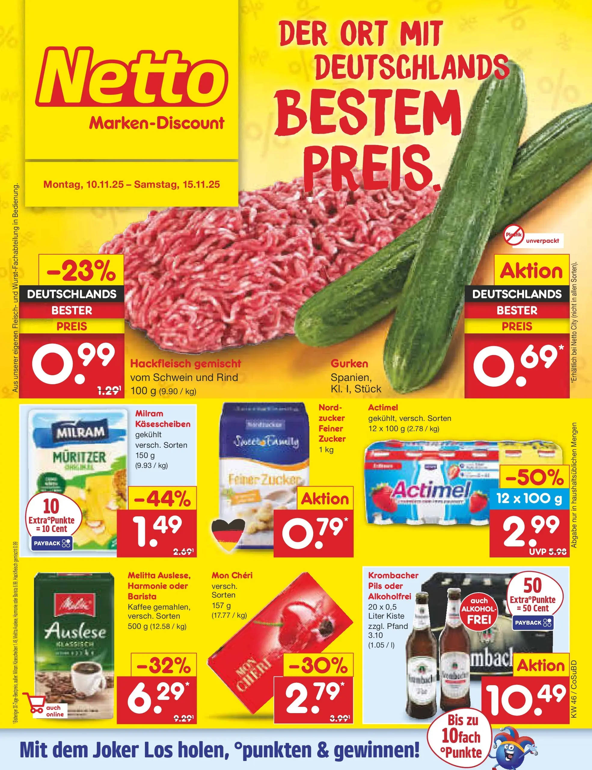 Netto Marken-Discount prospekt Delitzsch (ab 10.11.2025) » Angebote | Seite: 1 | Produkte: Actimel, Kaffee, Pils, Milram Netto Marken-Discount prospekt Delitzsch (ab 10.11.2025) » Angebote | Seite: 1 | Produkte: Actimel, Kaffee, Pils, Milram