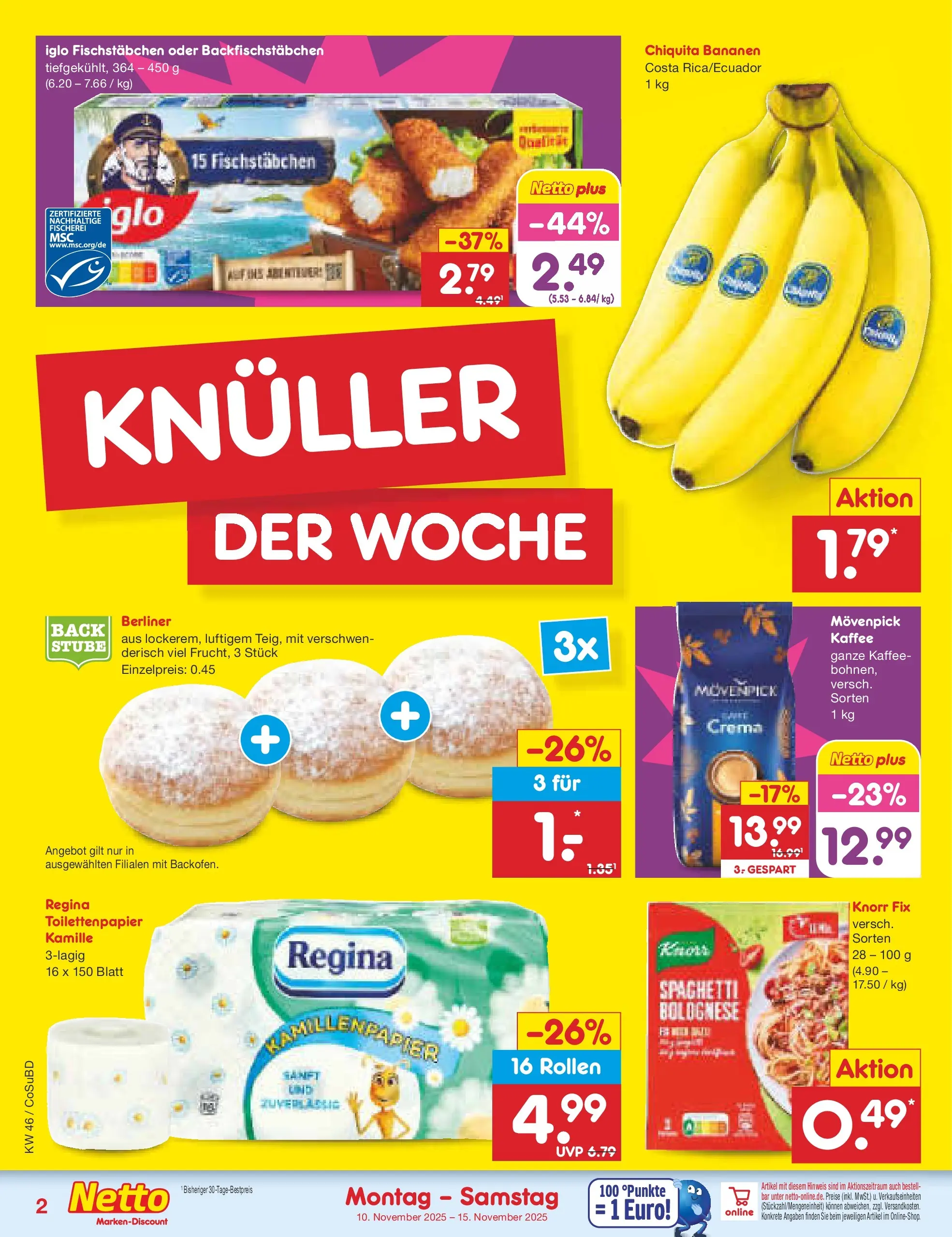 Netto Marken-Discount prospekt Delitzsch (ab 10.11.2025) » Angebote | Seite: 2 | Produkte: Berliner, Iglo, Knorr, Fischstabchen Netto Marken-Discount prospekt Delitzsch (ab 10.11.2025) » Angebote | Seite: 2 | Produkte: Berliner, Iglo, Knorr, Fischstabchen