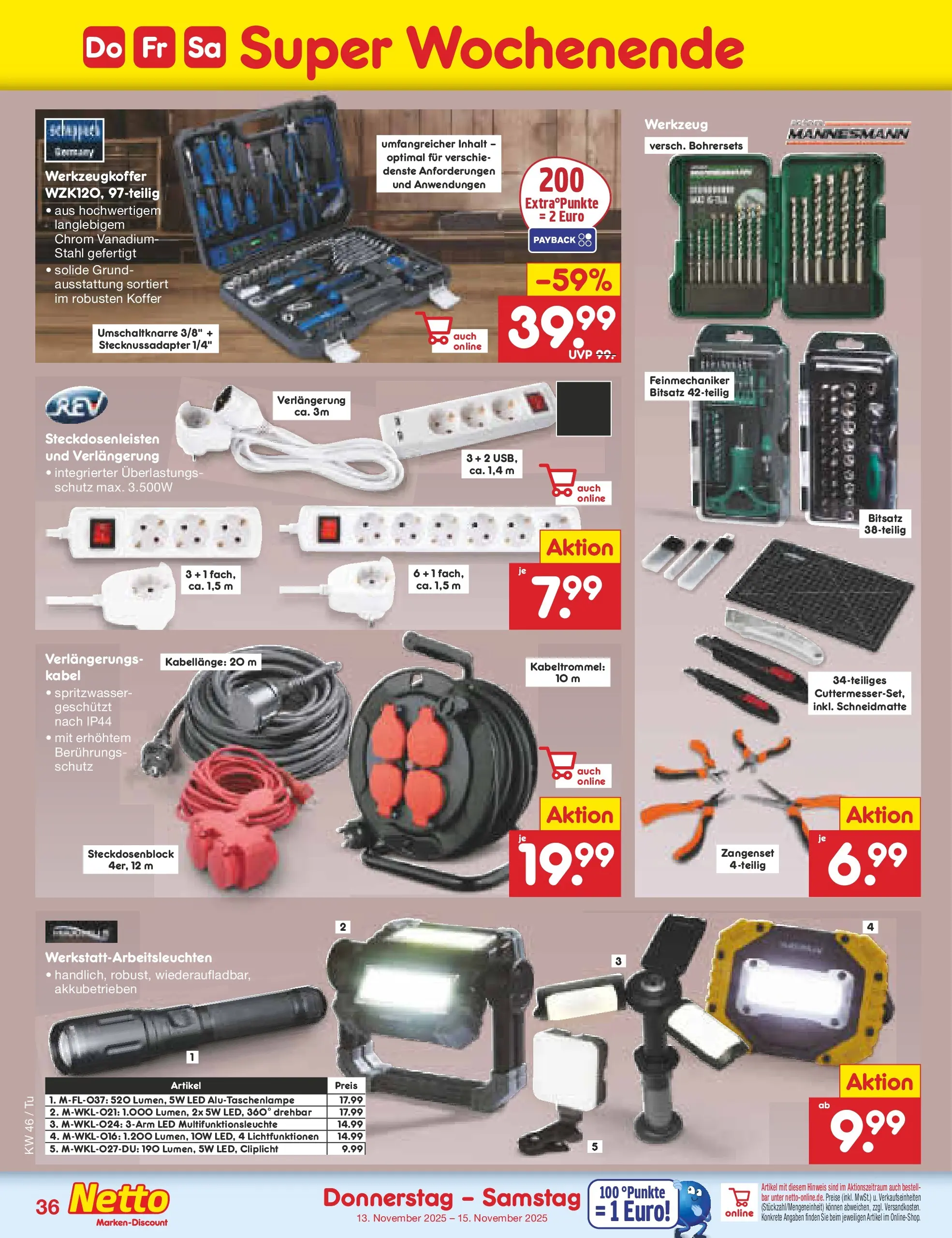 Netto Marken-Discount prospekt Calw-Stammheim	 (ab 10.11.2025) » Angebote | Seite: 44 | Produkte: Kabel, Koffer
