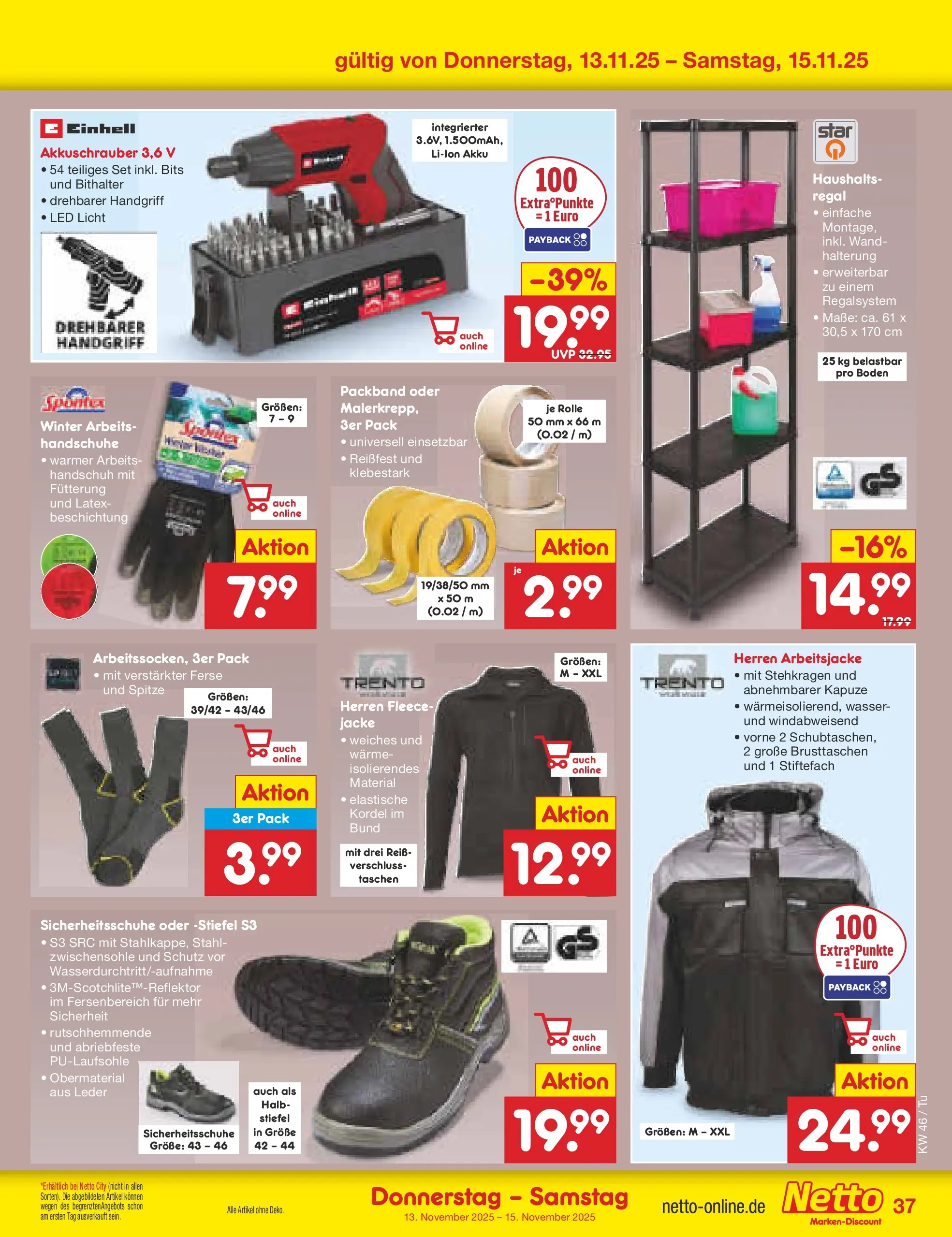 Netto Marken-Discount prospekt Calw-Stammheim	 (ab 10.11.2025) » Angebote | Seite: 45 | Produkte: Wasser, Jacke, Stiefel, Handschuhe