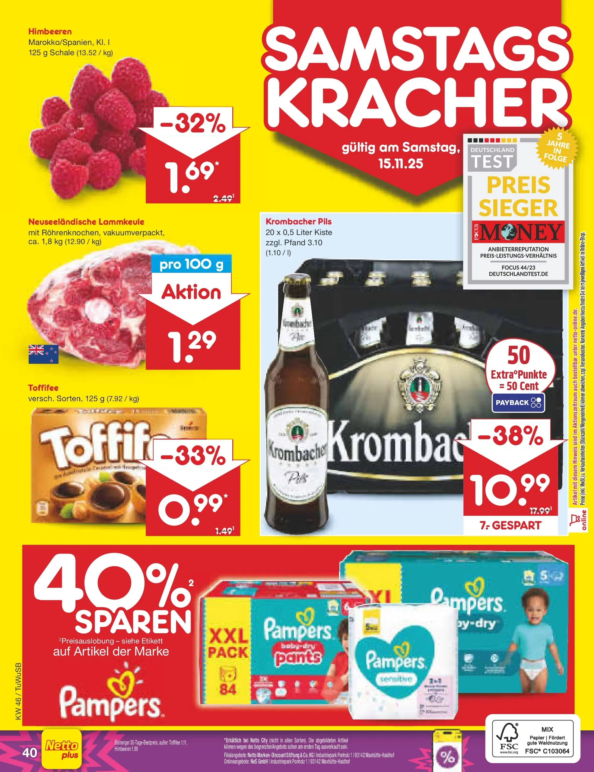 Netto Marken-Discount prospekt Calw-Stammheim	 (ab 10.11.2025) » Angebote | Seite: 48 | Produkte: Lammkeule, Pils, Toffifee, Krombacher