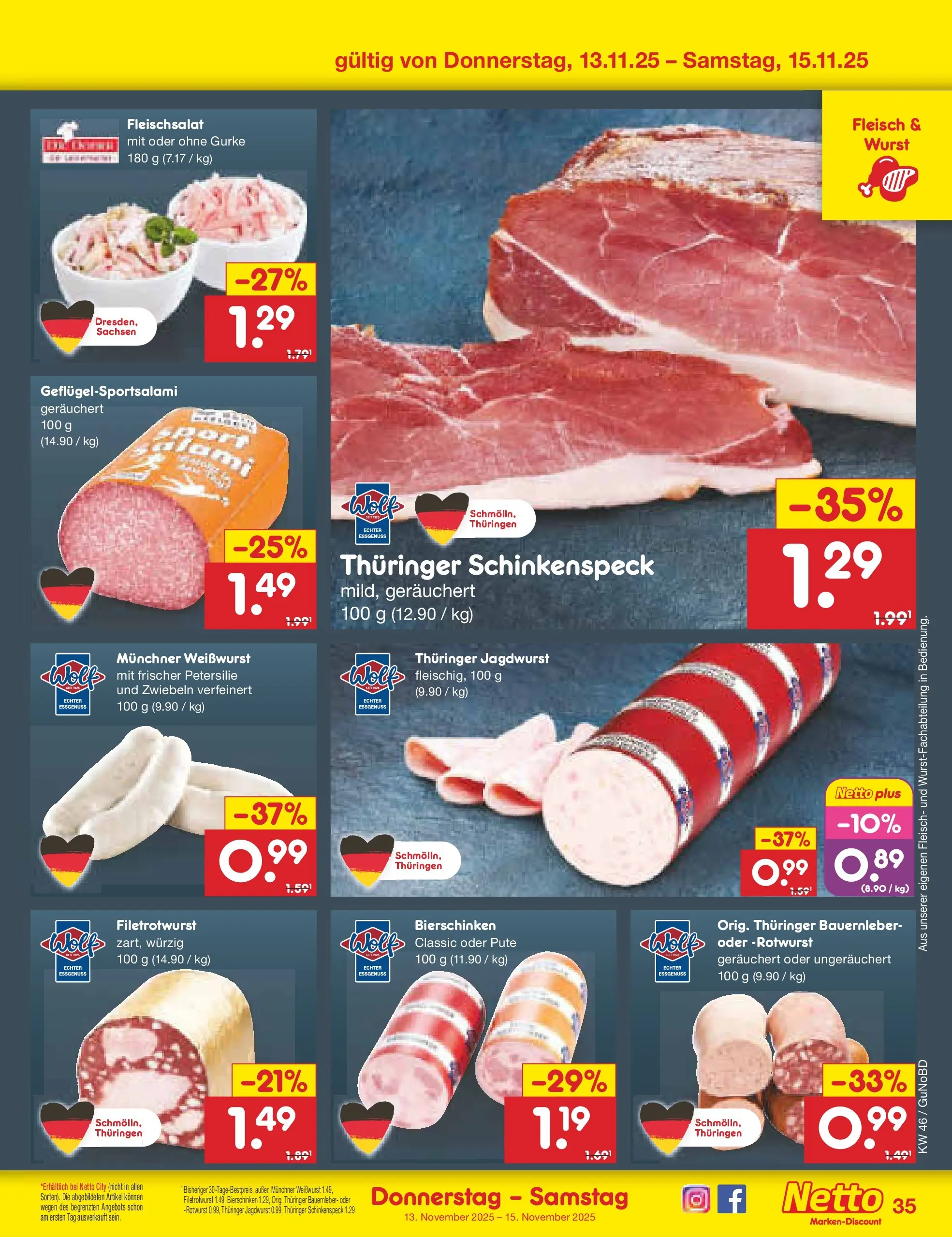 Netto Marken-Discount prospekt Augustusburg	 (ab 10.11.2025) » Angebote | Seite: 43 | Produkte: Weißwurst, Zwiebeln, Petersilie, Fleisch