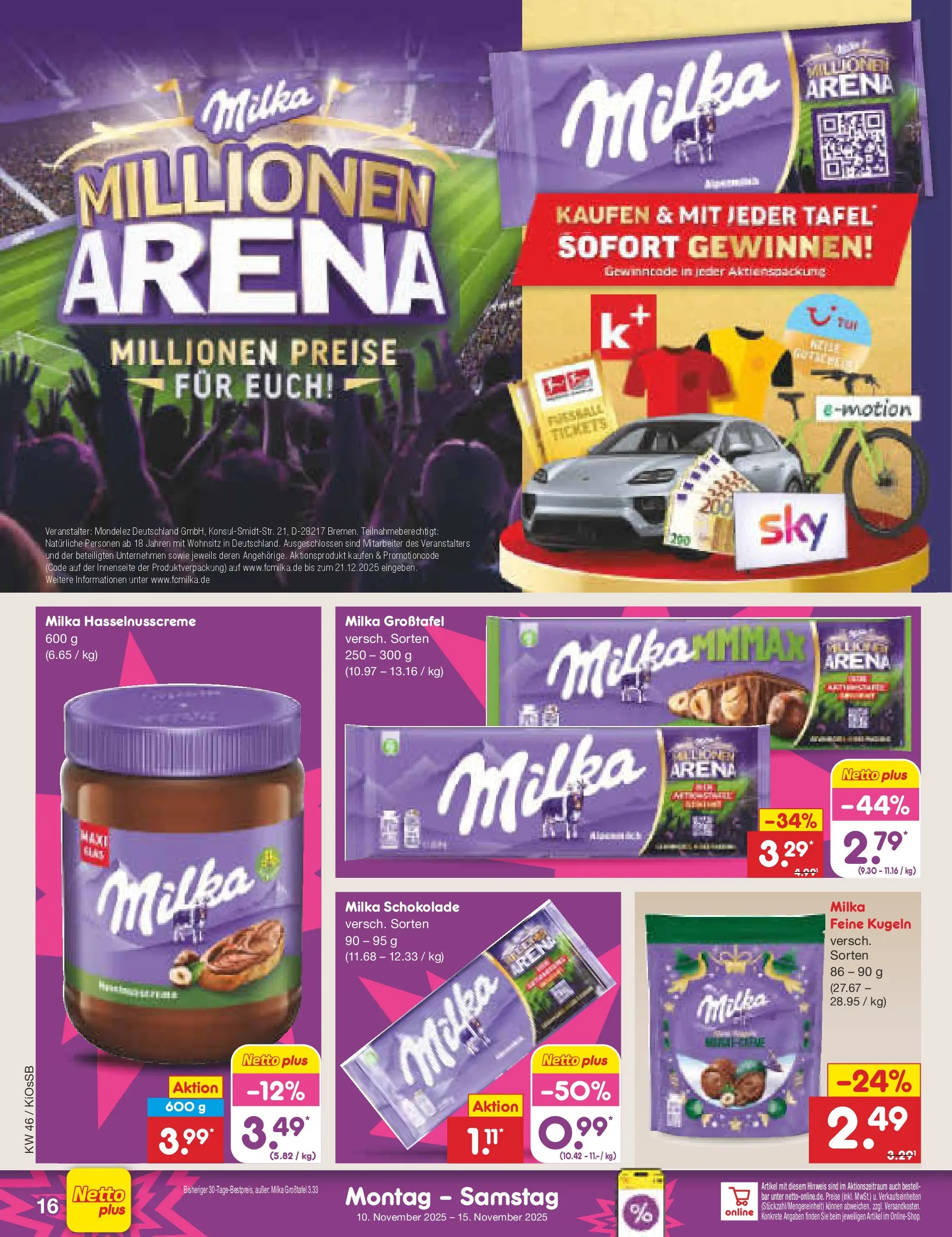 Netto Marken-Discount prospekt Oberhaid	 (ab 10.11.2025) » Angebote | Seite: 16 | Produkte: Schokolade, Milka schokolade, Milka
