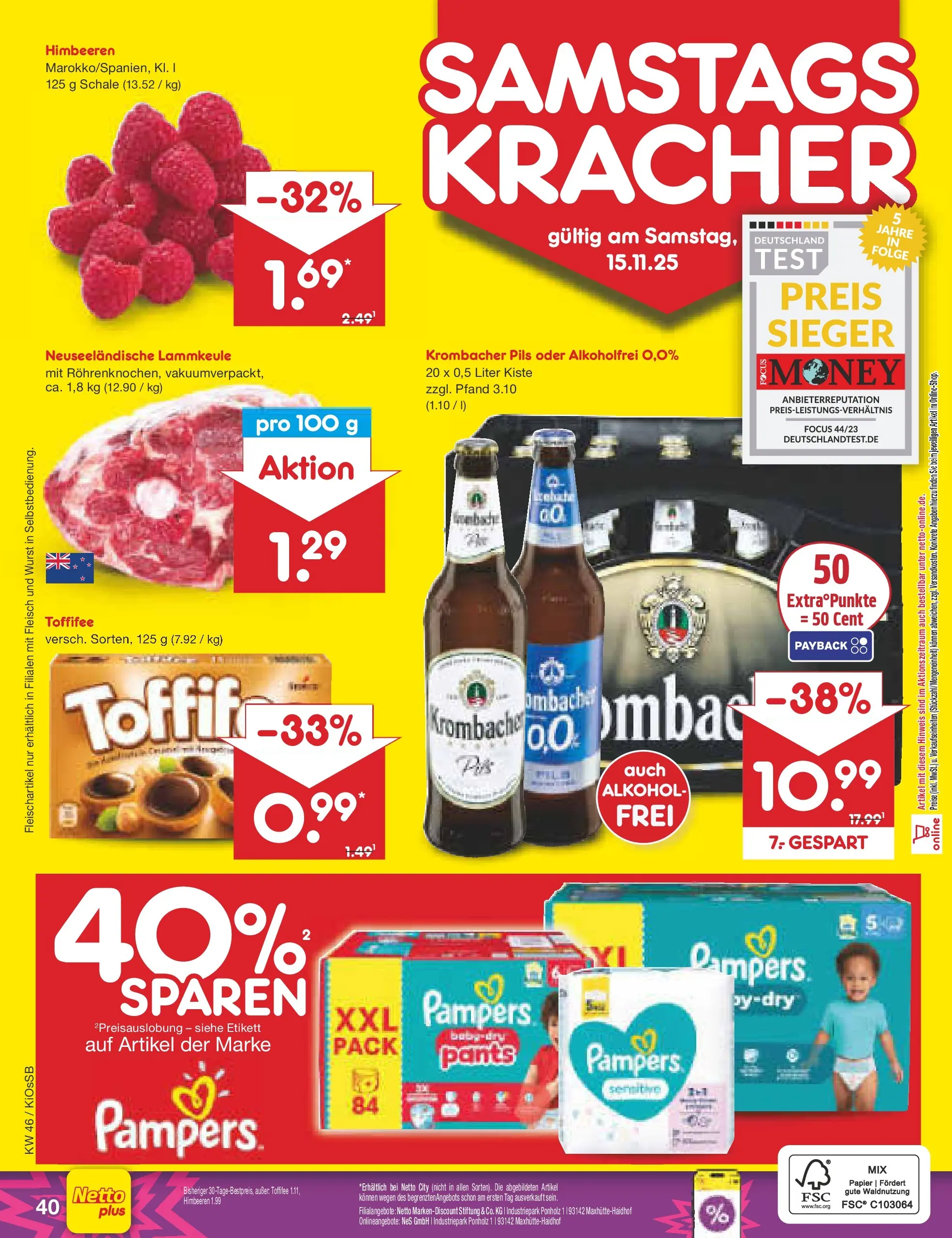 Netto Marken-Discount prospekt Oberhaid	 (ab 10.11.2025) » Angebote | Seite: 48 | Produkte: Lammkeule, Pils, Krombacher, Fleisch
