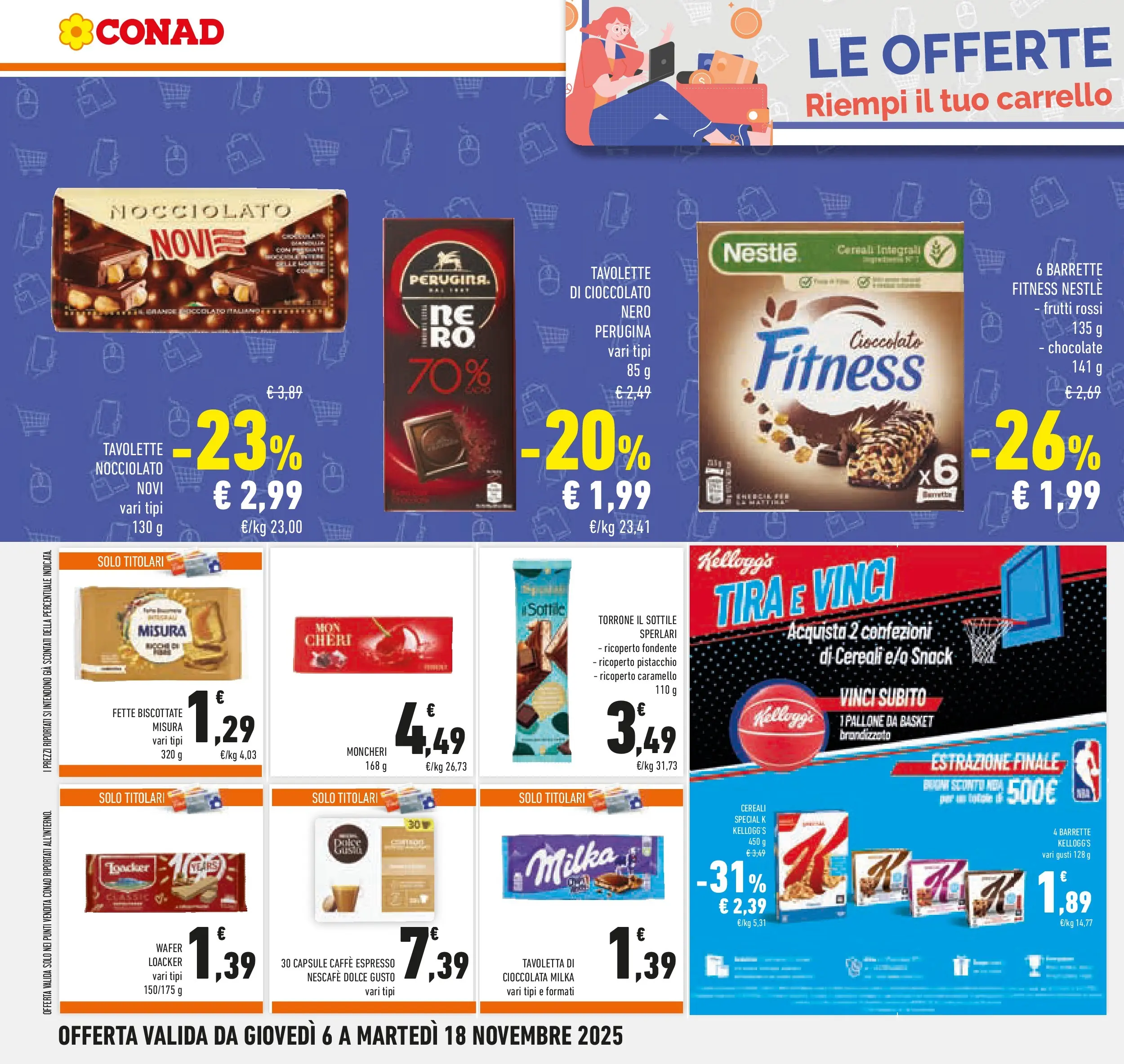 Volantino Conad dal 05/11/2025 > Anteprima | Pagina: 20 | Prodotti: Cioccolato, Cereali, Crackers, Carrello