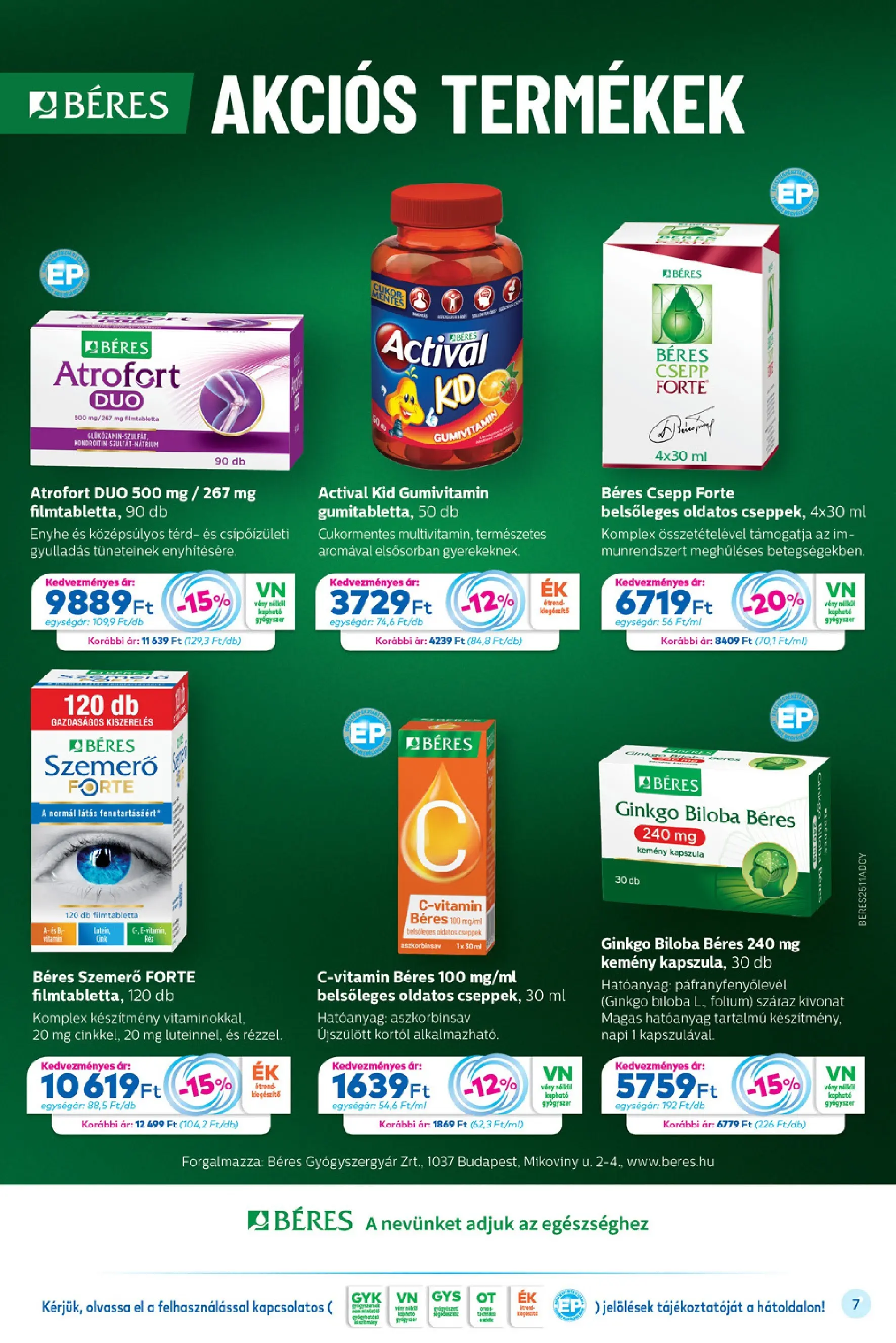 Ajánlatok - Gyöngy Patikak újság érvényessége 30.11.2025-ig - 2025.11.11. -tól/töl > akció, lapozható szórólap 🛍️ | Oldal: 7 | Termékek: Béres csepp, Ginkgo biloba