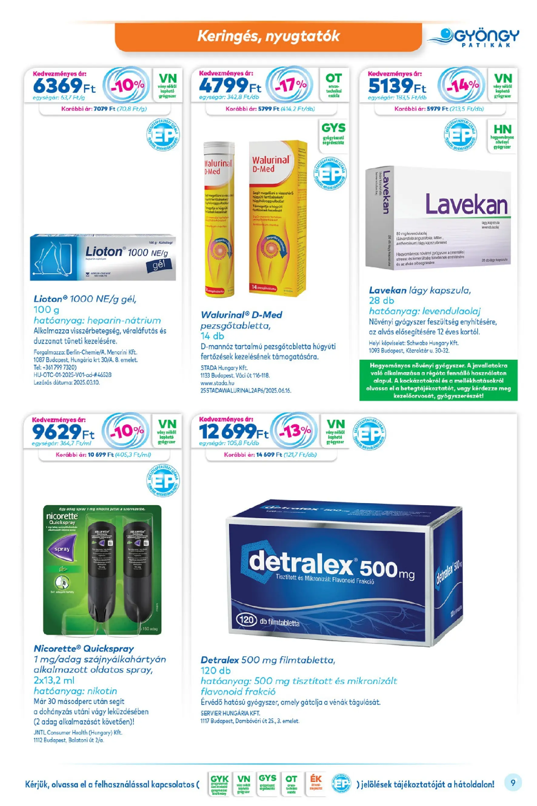 Ajánlatok - Gyöngy Patikak újság érvényessége 30.11.2025-ig - 2025.11.11. -tól/töl > akció, lapozható szórólap 🛍️ | Oldal: 9 | Termékek: Pezsgőtabletta