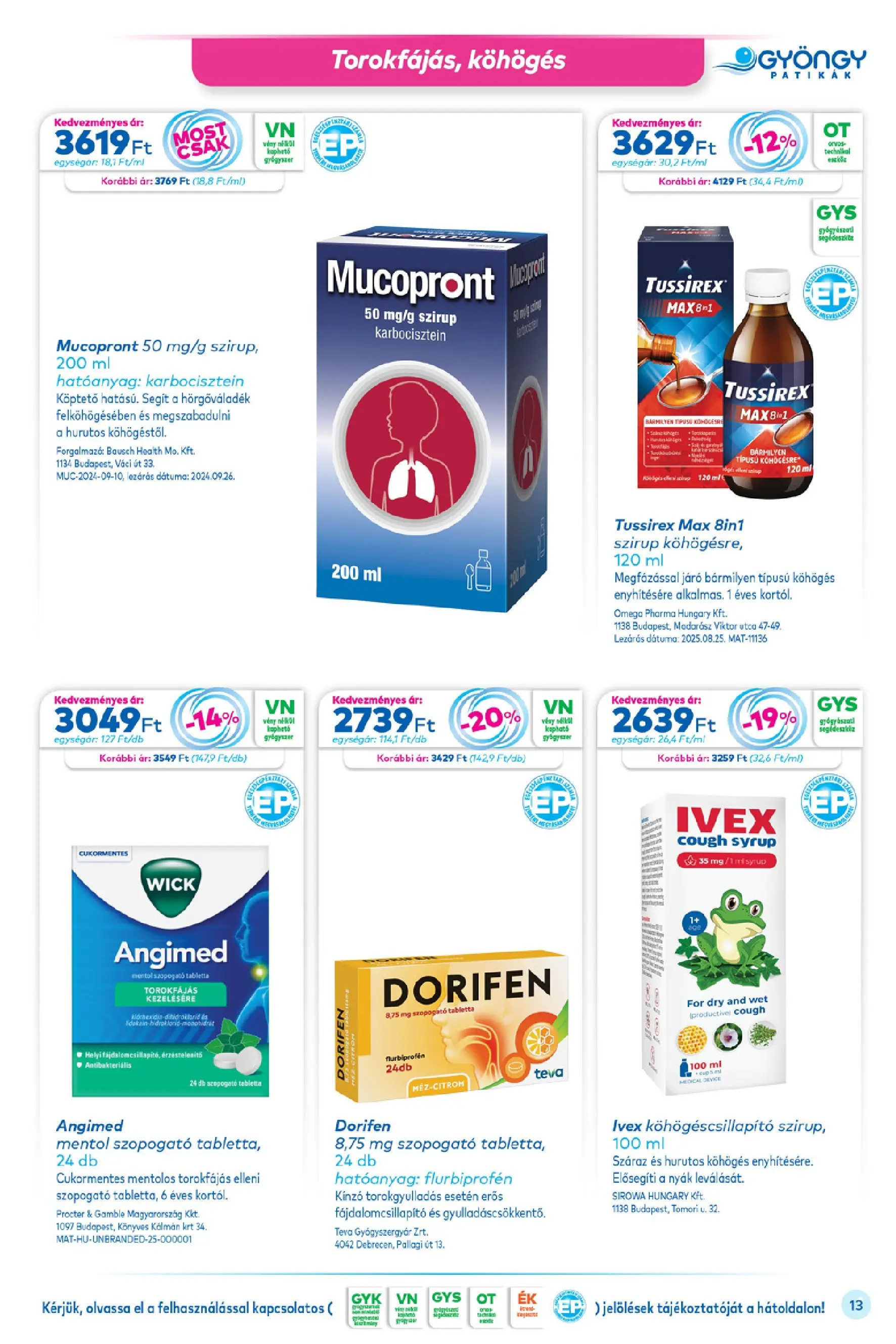 Ajánlatok - Gyöngy Patikak újság érvényessége 30.11.2025-ig - 2025.11.11. -tól/töl > akció, lapozható szórólap 🛍️ | Oldal: 13