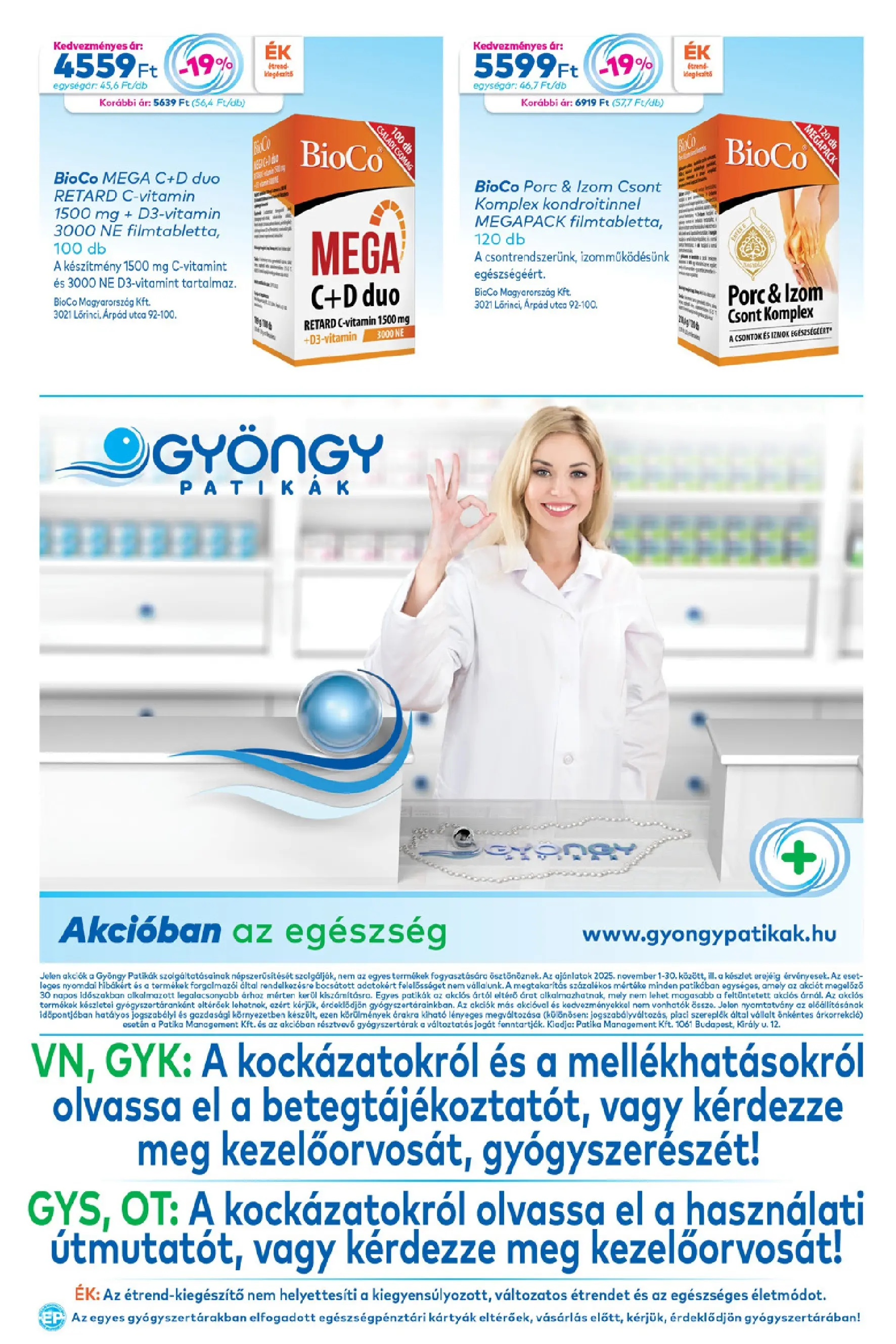 Ajánlatok - Gyöngy Patikak újság érvényessége 30.11.2025-ig - 2025.11.11. -tól/töl > akció, lapozható szórólap 🛍️ | Oldal: 20