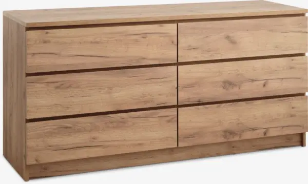 JYSK Скрин с 3+3 чекмеджета LIMFJORDEN цвят див натурален дъб