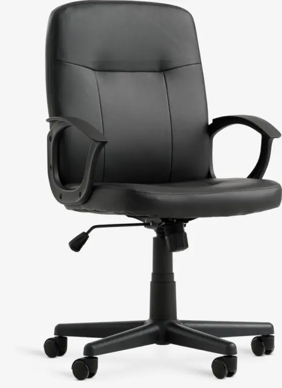 JYSK Офис стол NIMTOFTE черна изкуствена кожа/черно