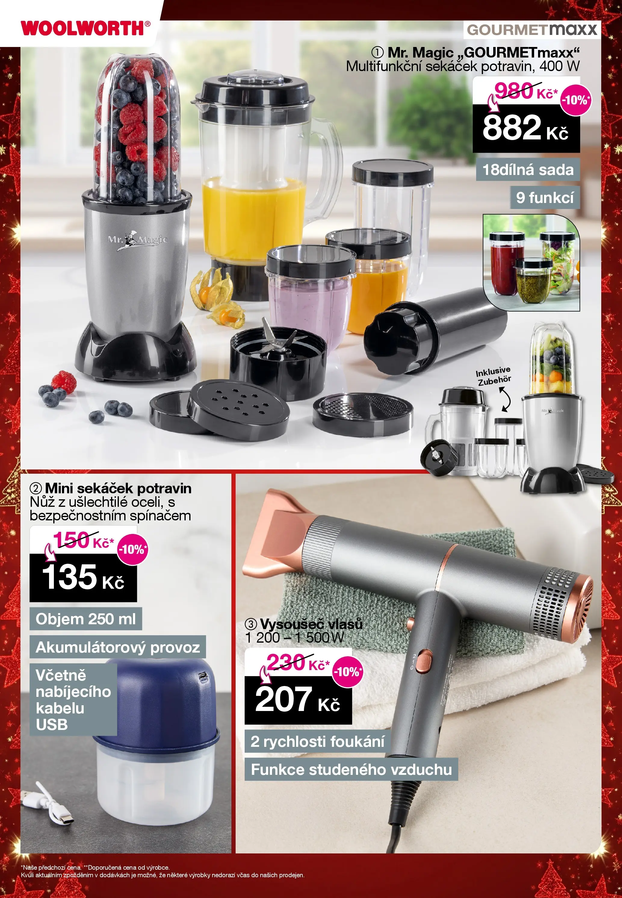 Woolworth leták - Otvice, Jihlava, Znojmo od 07.11.2025 - akční nabídka | Strana: 33 | Produkty: Sekáček potravin, Vysoušeč vlasů, Nůž, Sekáček