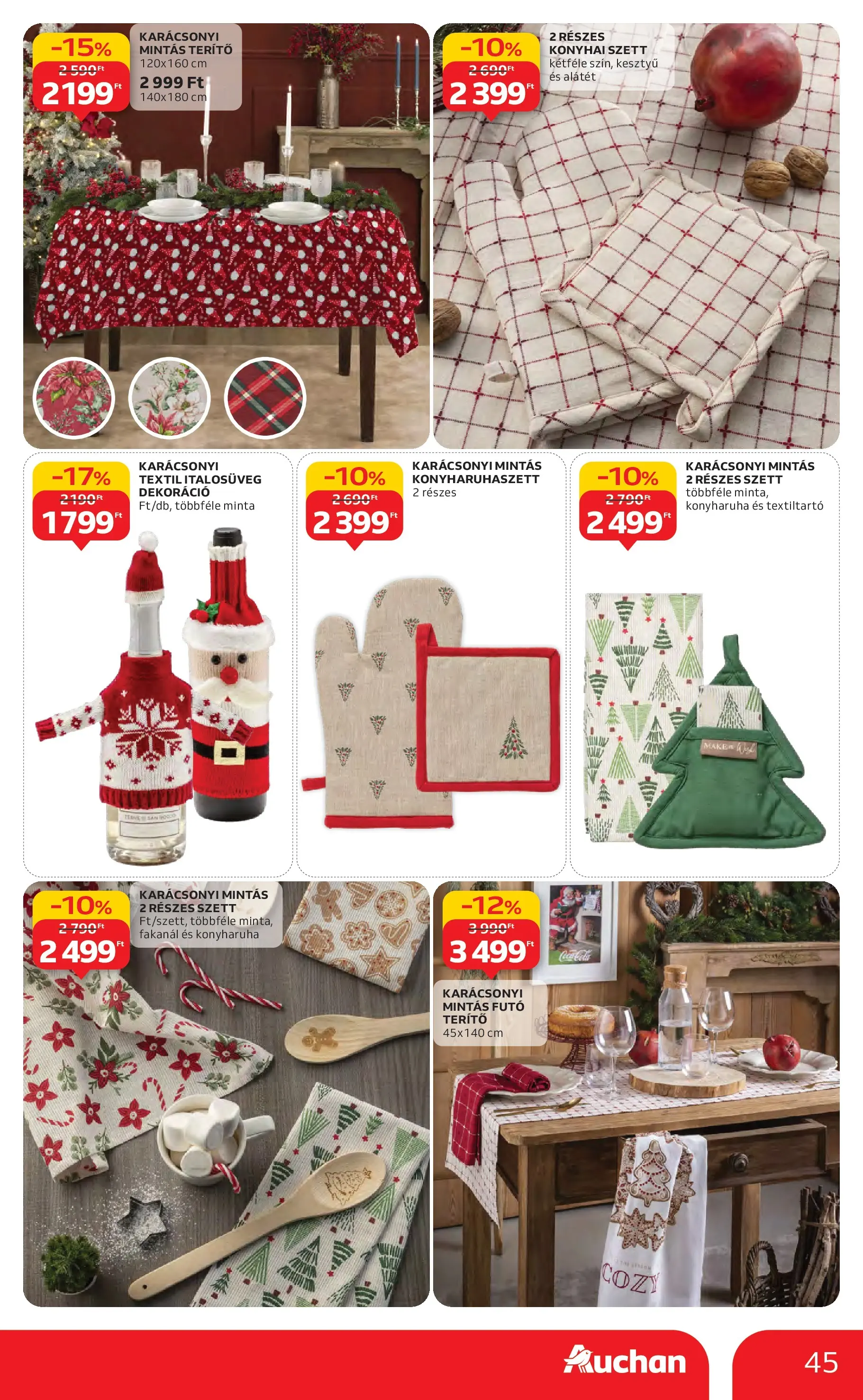 Akciós újság új Auchan - 2025.11.06. -tól/töl ⏳ | Oldal: 45 | Termékek: Kesztyű, Konyharuha, Dekoráció Auchan Akciós újság Miskolc - 2025.11.06. -tól/töl > akció, lapozható szórólap 🛍️ | Oldal: 45 | Termékek: Kesztyű, Konyharuha, Dekoráció