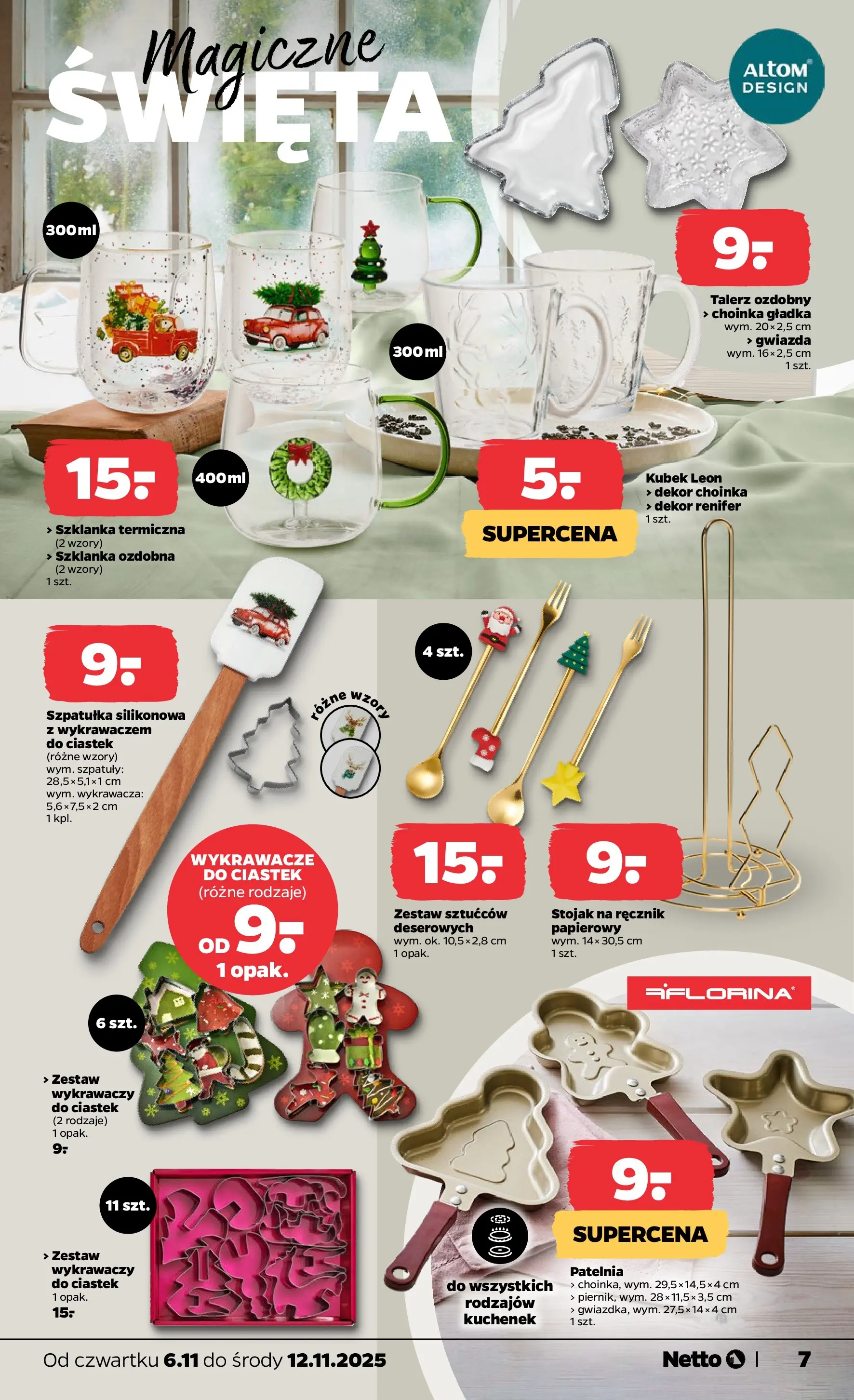 Netto gazetka - Non Food od 06.11.2025 - Aktualne promocje | Strona: 7 | Produkty: Szklanka, Szklanka termiczna, Choinka, Patelnia