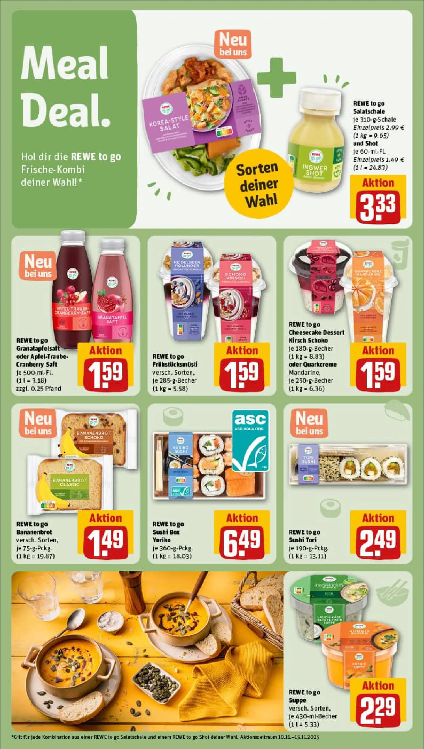 REWE Prospekt ab 09.11.2025 zum Blättern » Angebote | Seite: 23 | Produkte: Granatapfel, Box, Saft, Salat