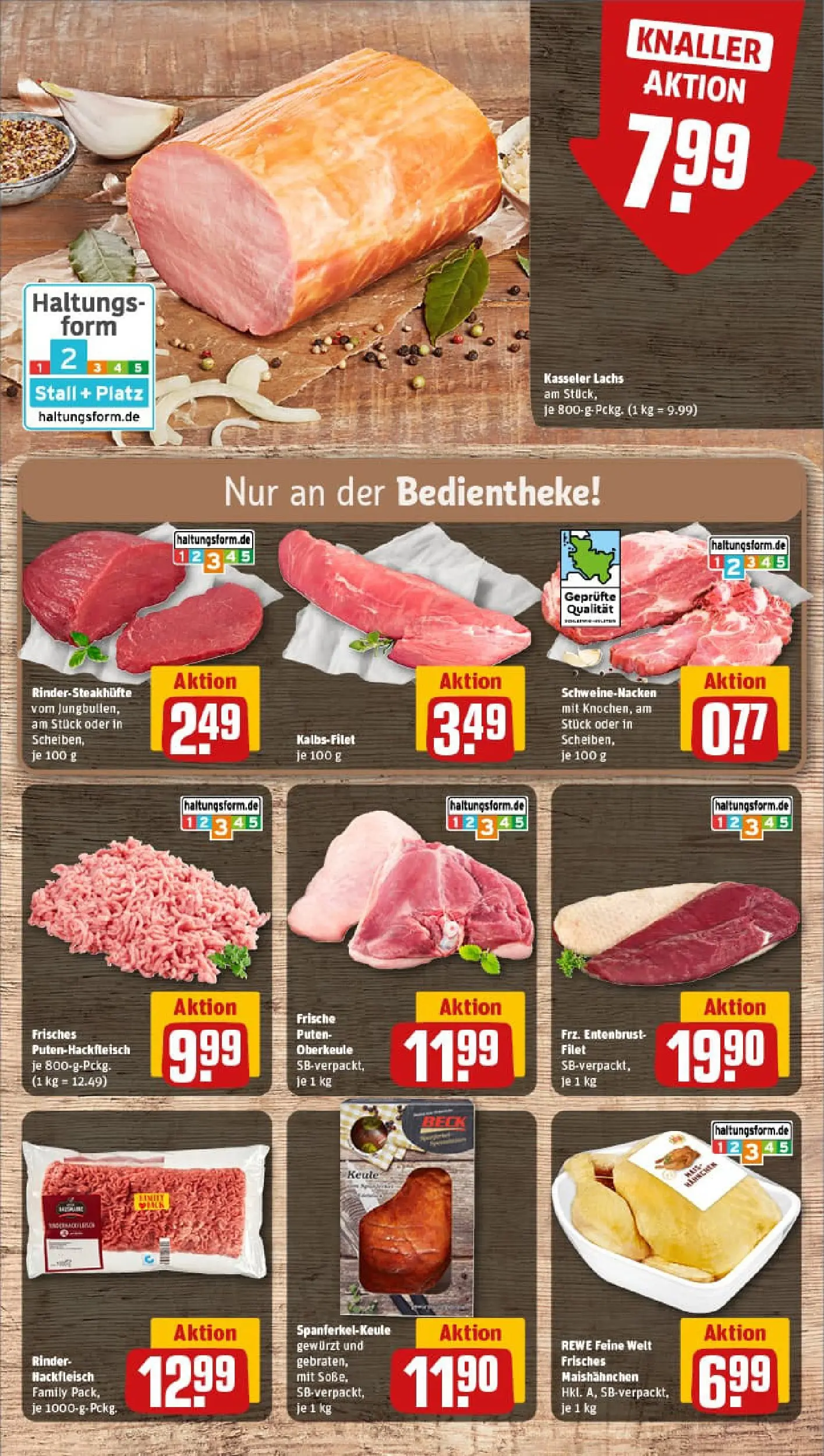 REWE Prospekt ab 10.11.2025 zum Blättern » Angebote | Seite: 8 | Produkte: Schweinenacken, Lachs, Steak, Hackfleisch