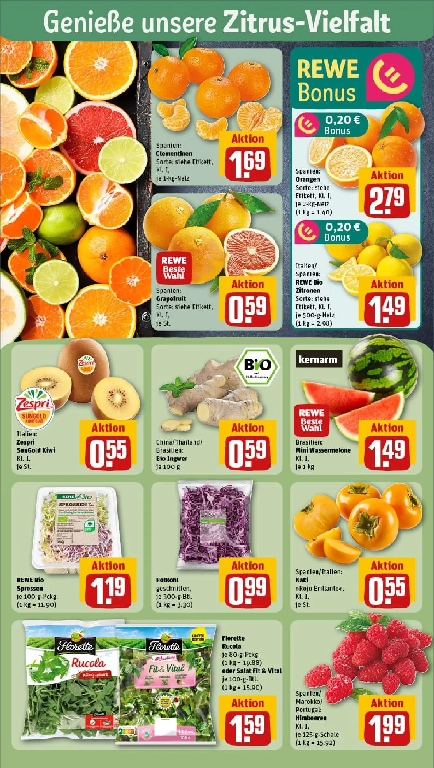 REWE Prospekt ab 10.11.2025 zum Blättern » Angebote | Seite: 6 | Produkte: Grapefruit, Kaki, Kiwi, Zitronen