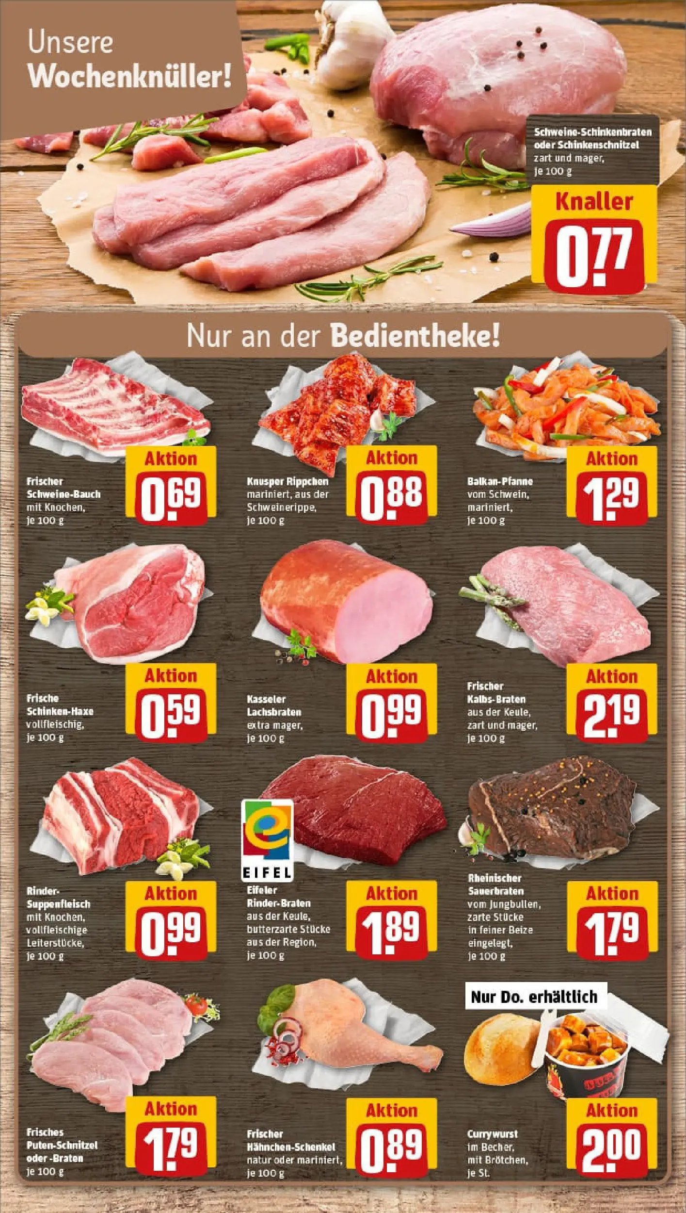 REWE Prospekt ab 10.11.2025 zum Blättern » Angebote | Seite: 8 | Produkte: Rinderbraten, Schweinebauch, Putenschnitzel, Suppenfleisch