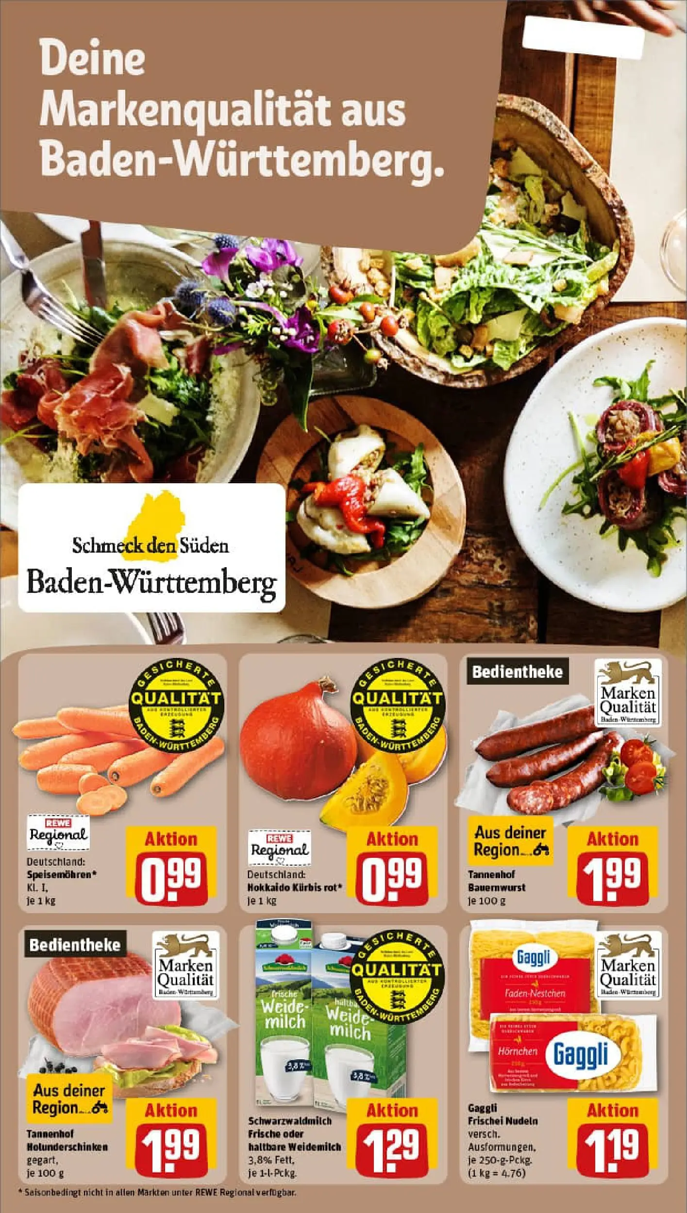 REWE Prospekt ab 09.11.2025 zum Blättern » Angebote | Seite: 14 | Produkte: Milch, Kürbis, Nudeln