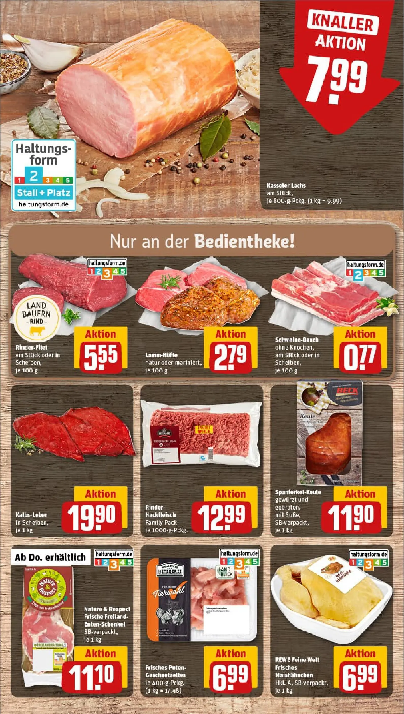 REWE Prospekt ab 09.11.2025 zum Blättern » Angebote | Seite: 8 | Produkte: Rinderfilet, Schweinebauch, Lachs, Hackfleisch
