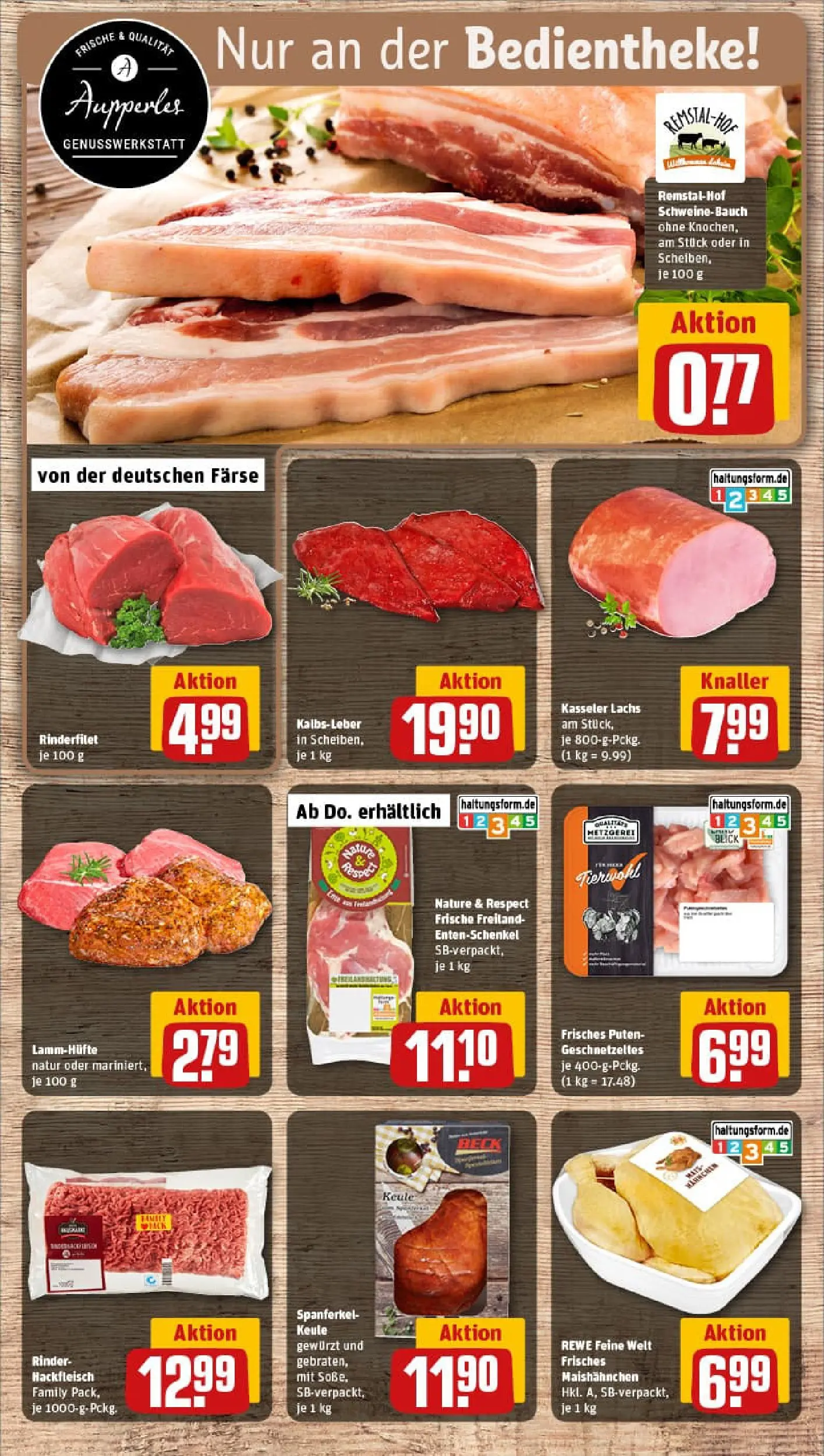 REWE Prospekt ab 10.11.2025 zum Blättern » Angebote | Seite: 8 | Produkte: Rinderfilet, Schweinebauch, Kalbsleber, Hackfleisch