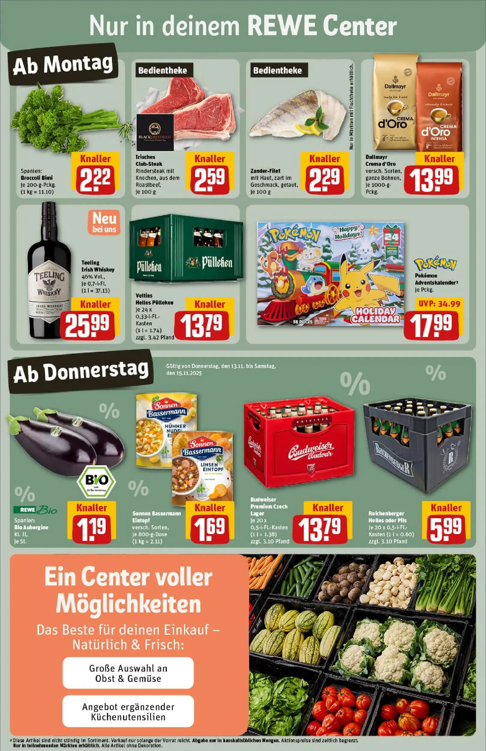 REWE Prospekt ab 10.11.2025 zum Blättern » Angebote | Seite: 3 | Produkte: Dallmayr, Aubergine, Budweiser, Steak