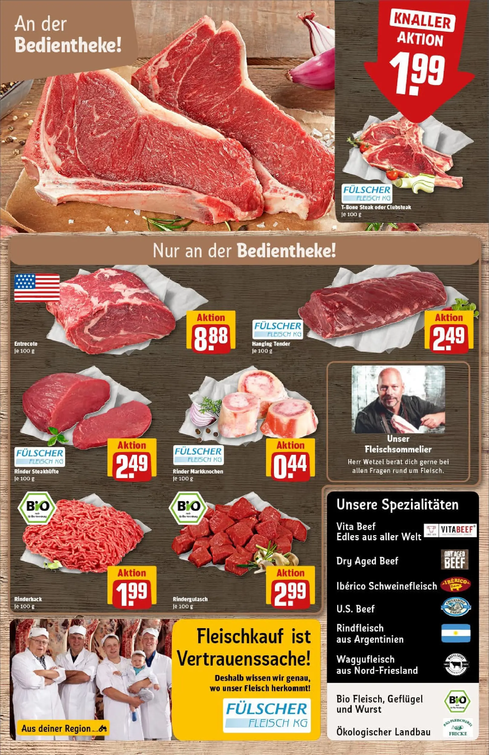 REWE Prospekt ab 10.11.2025 zum Blättern » Angebote | Seite: 8 | Produkte: Wurst, Schweinefleisch, Rindfleisch, Steak