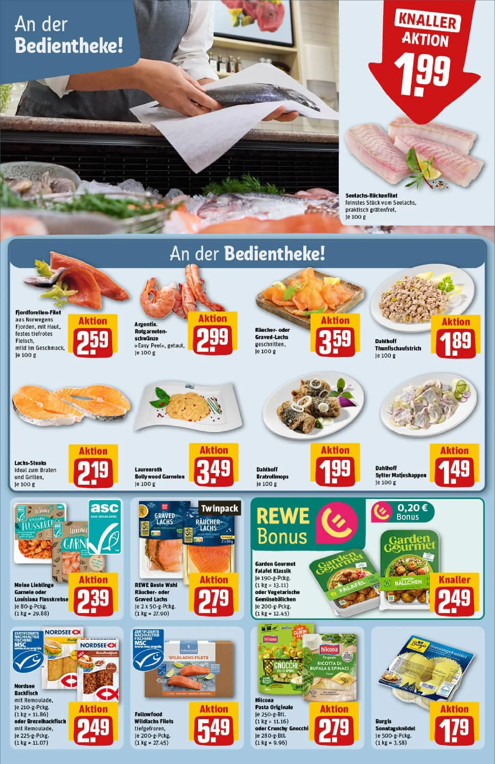 REWE Prospekt ab 10.11.2025 zum Blättern » Angebote | Seite: 12 | Produkte: Garnelen, Lachs, Pasta