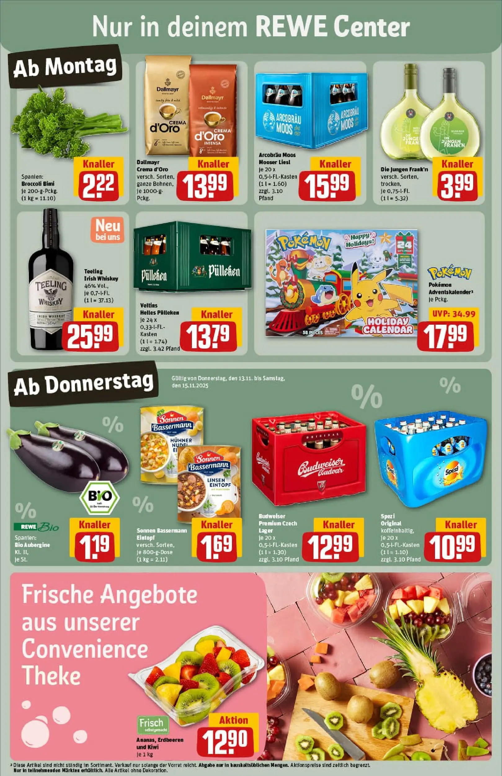 REWE Prospekt ab 10.11.2025 zum Blättern » Angebote | Seite: 3 | Produkte: Dallmayr, Kiwi, Whiskey, Veltins
