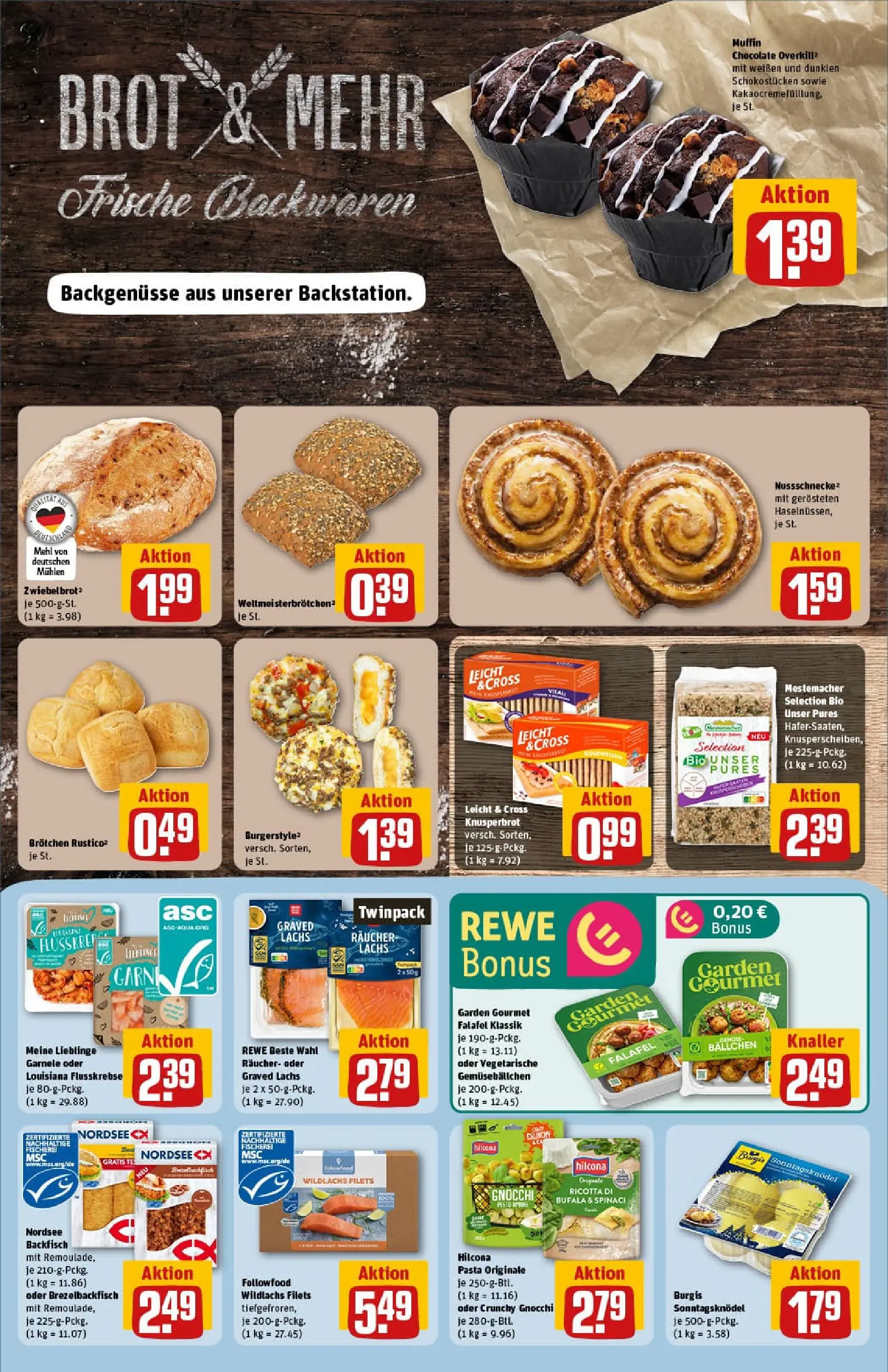 REWE Prospekt ab 10.11.2025 zum Blättern » Angebote | Seite: 12 | Produkte: Mehl, Lachs, Pasta, Brot