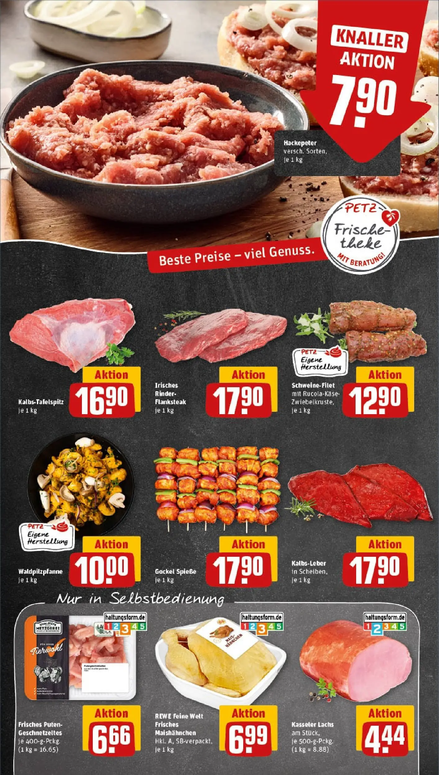 REWE Prospekt ab 10.11.2025 zum Blättern » Angebote | Seite: 8 | Produkte: Theke, Spieße, Kalbsleber, Lachs