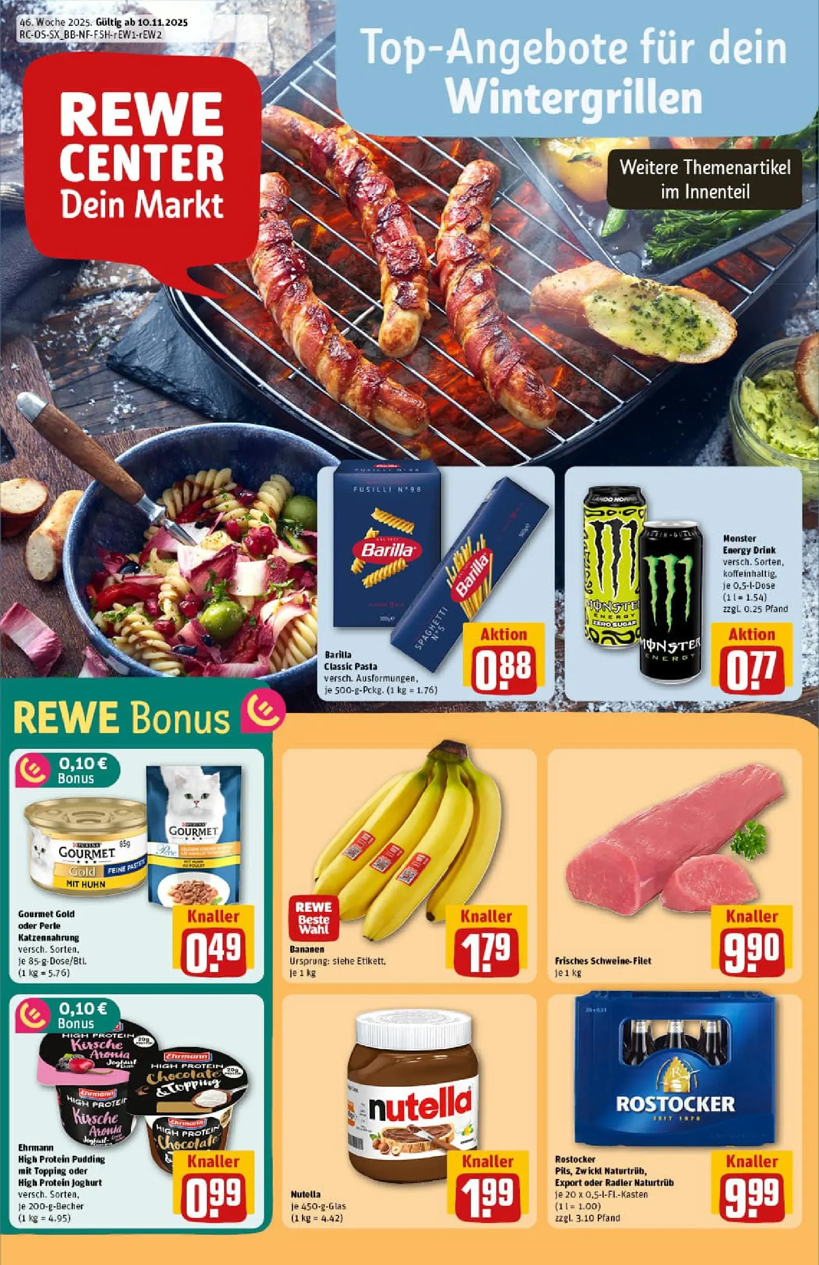 REWE Prospekt ab 10.11.2025 zum Blättern » Angebote | Seite: 1 | Produkte: Energy, Joghurt, Pudding, Pasta