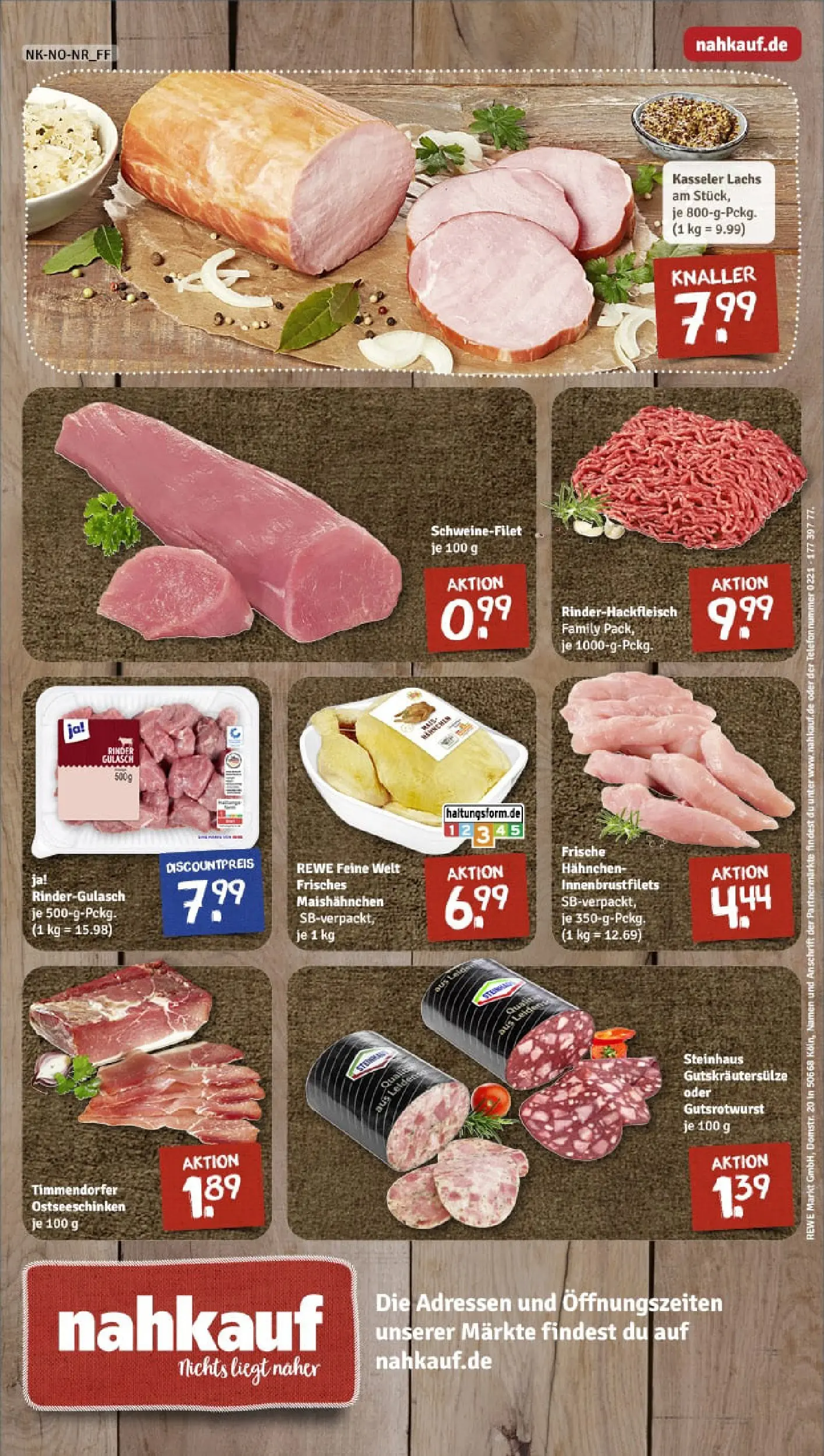 REWE Prospekt ab 10.11.2025 zum Blättern » Angebote | Seite: 8 | Produkte: Rindergulasch, Hahnchen, Lachs, Gulasch