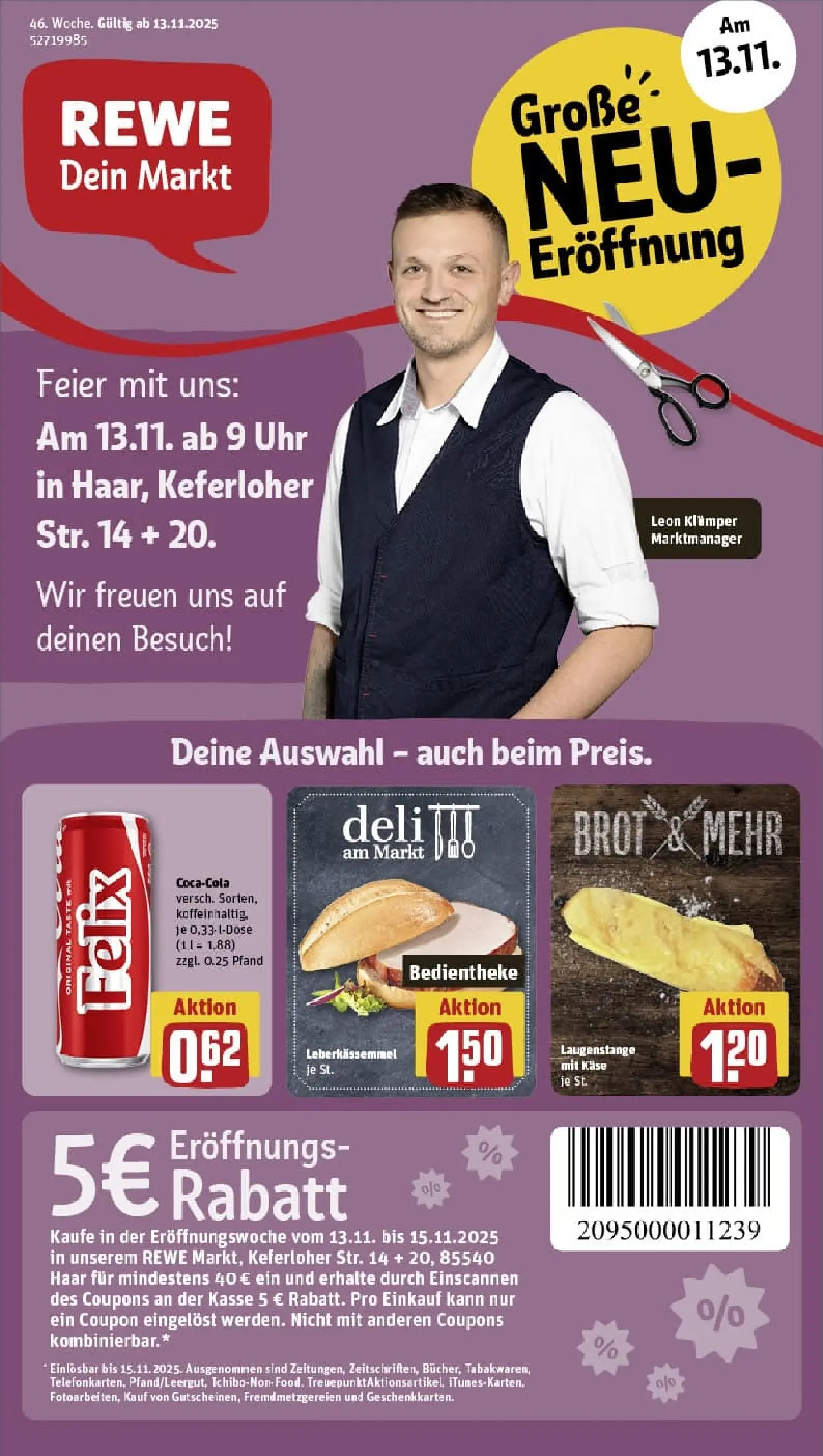 REWE Prospekt ab 09.11.2025 zum Blättern » Angebote | Seite: 1 | Produkte: Käse, Brot, Uhr