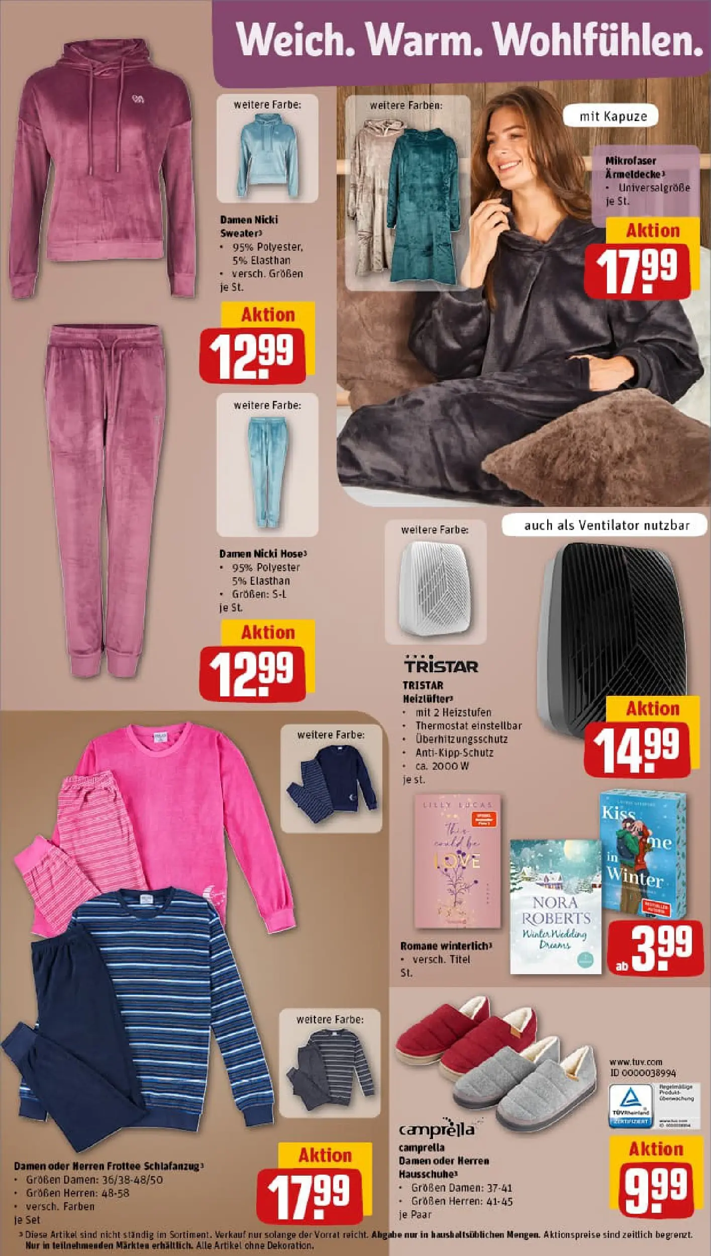 REWE Prospekt ab 10.11.2025 zum Blättern » Angebote | Seite: 34 | Produkte: Ventilator, Hose, Hausschuhe