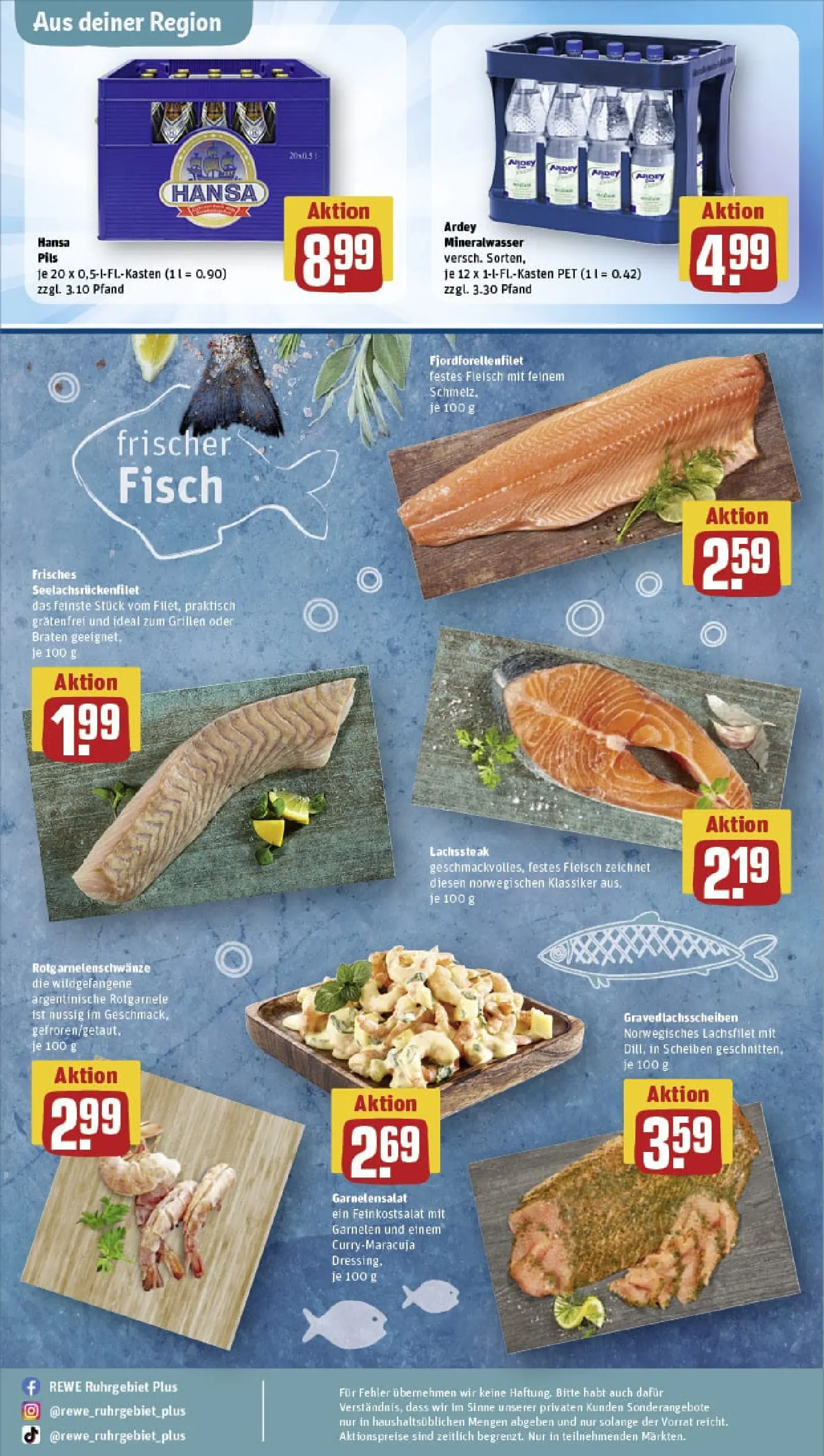 REWE Prospekt ab 10.11.2025 zum Blättern » Angebote | Seite: 30 | Produkte: Dressing, Garnelen, Mineralwasser, Fisch
