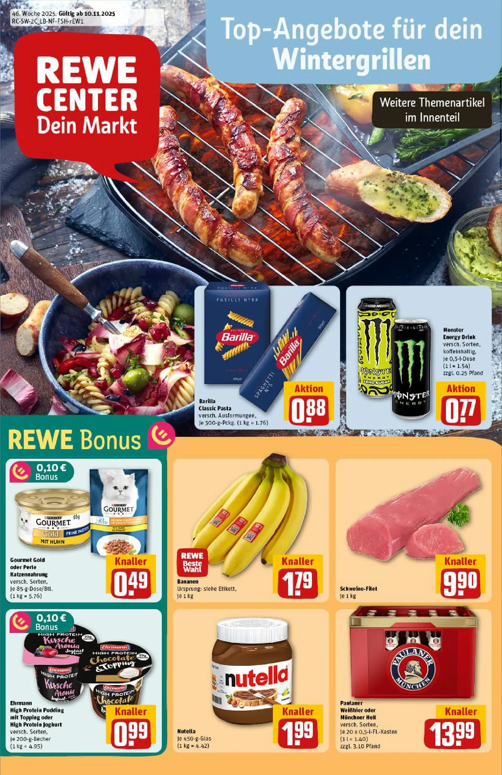 REWE Prospekt ab 10.11.2025 zum Blättern » Angebote | Seite: 1 | Produkte: Energy, Joghurt, Pudding, Pasta