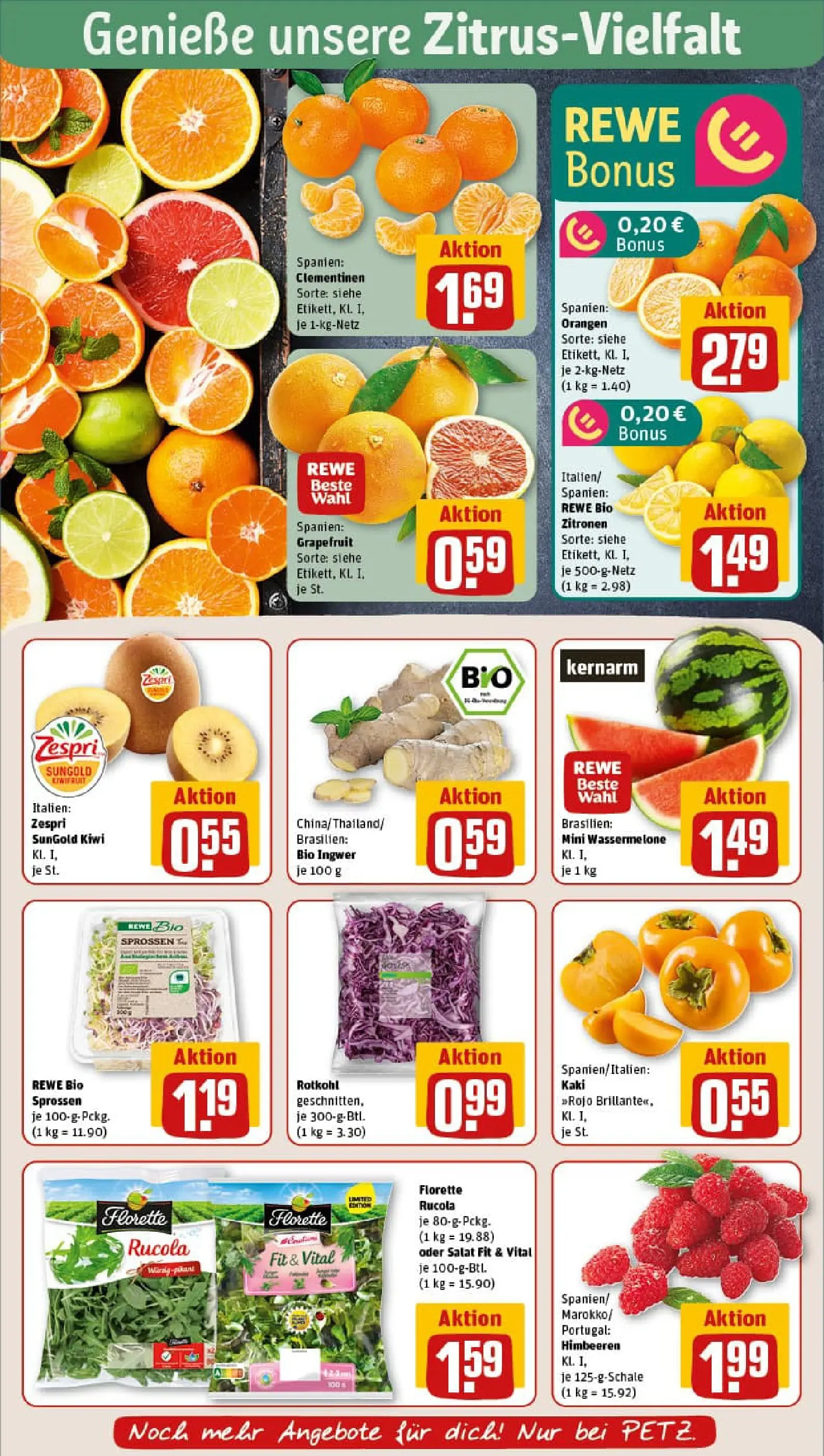 REWE Prospekt ab 10.11.2025 zum Blättern » Angebote | Seite: 6 | Produkte: Rotkohl, Rucola, Grapefruit, Wassermelone