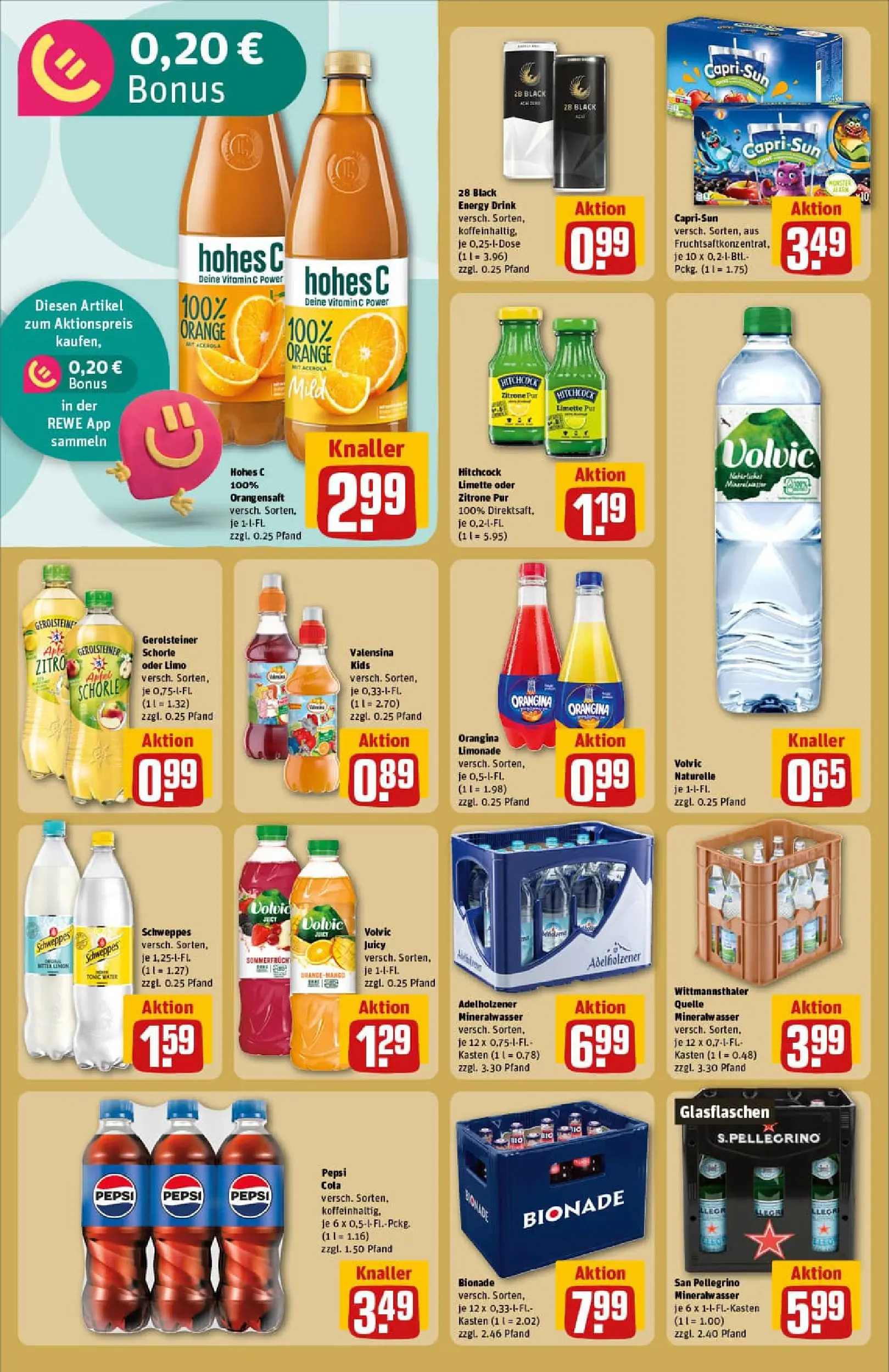 REWE Prospekt ab 10.11.2025 zum Blättern » Angebote | Seite: 20 | Produkte: Bionade, Orangensaft, Schweppes, Limette