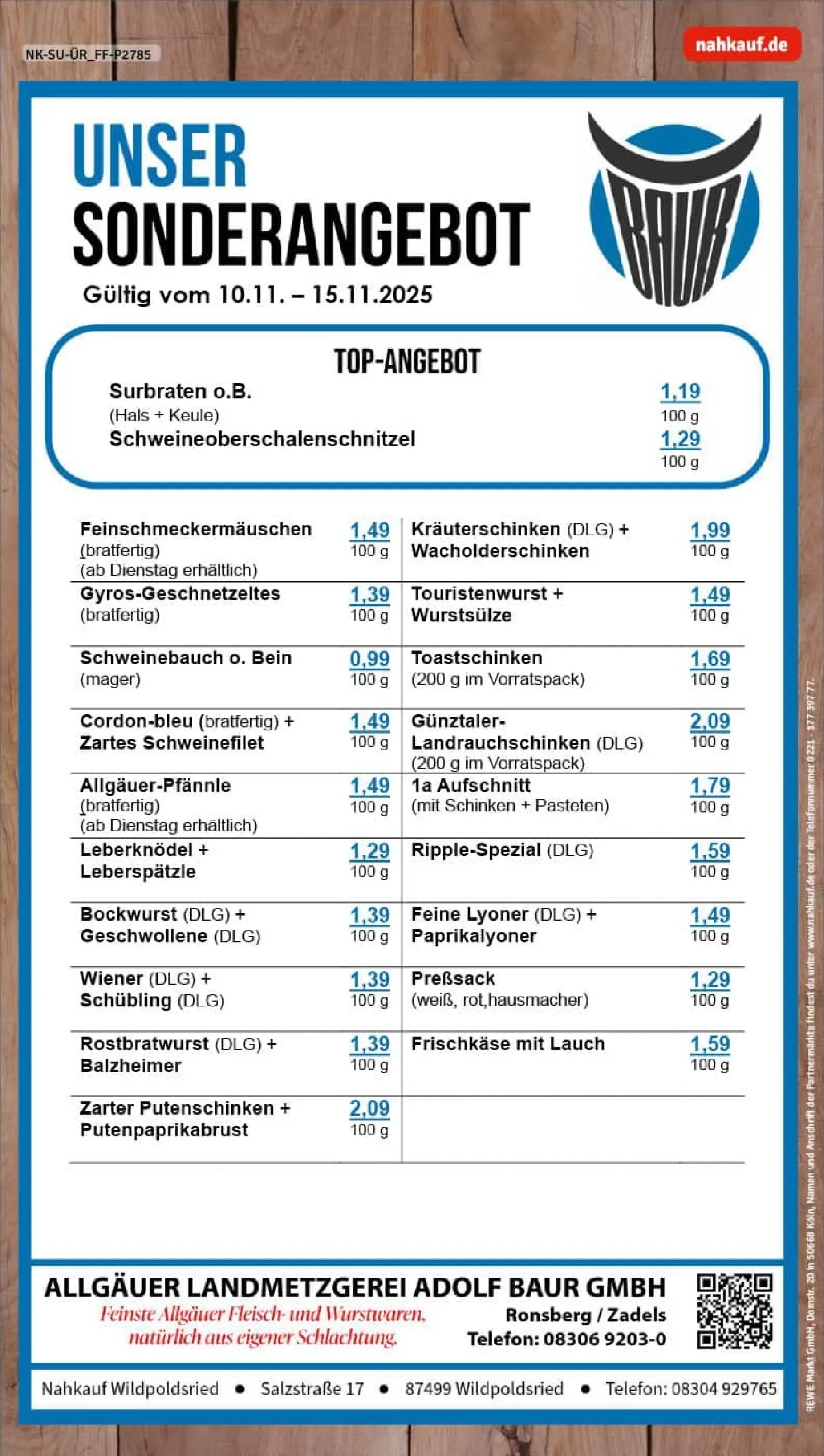 REWE Prospekt ab 10.11.2025 zum Blättern » Angebote | Seite: 8 | Produkte: Schweinebauch, Toastschinken, Fleisch, Telefon
