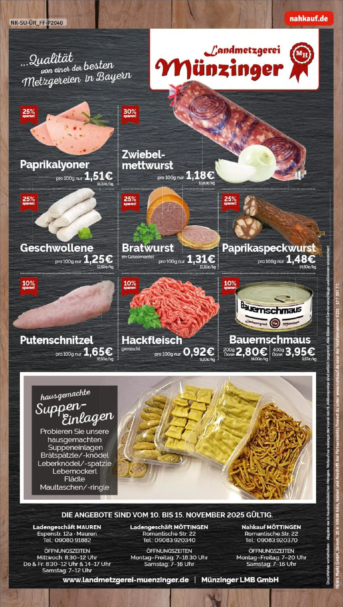 REWE Prospekt ab 10.11.2025 zum Blättern » Angebote | Seite: 8 | Produkte: Bratwurst, Bilder, Putenschnitzel, Uhr