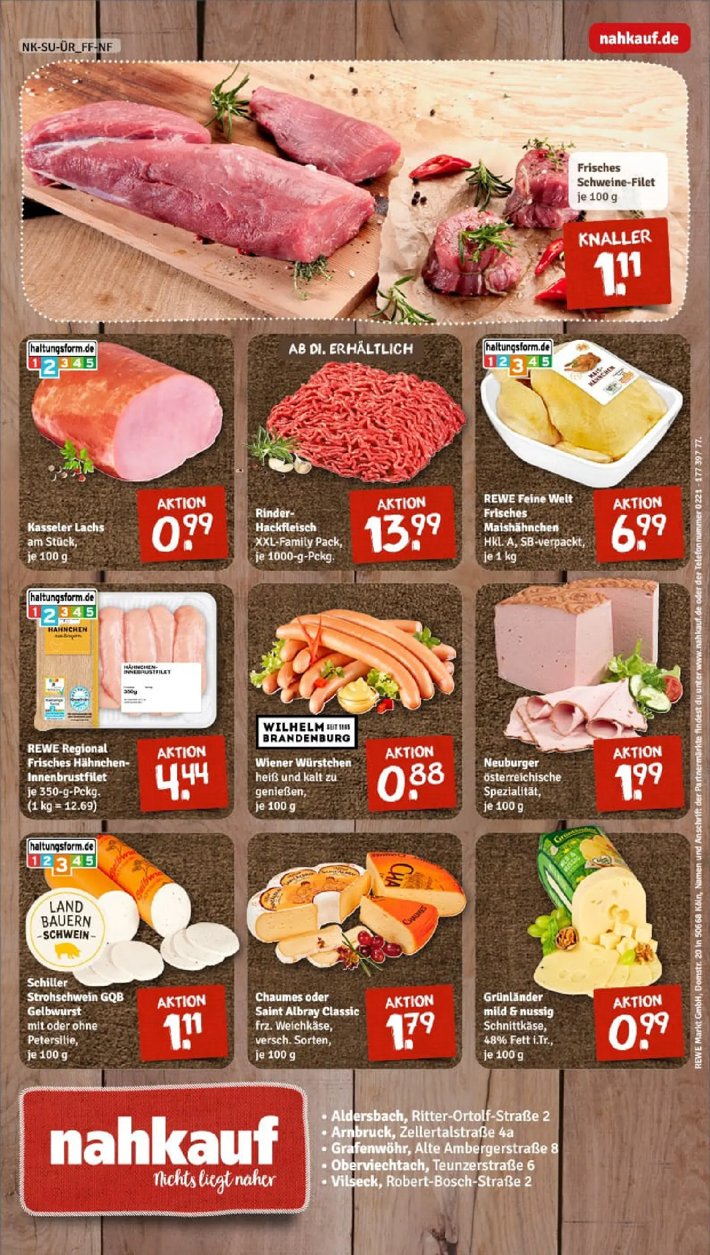 REWE Prospekt ab 10.11.2025 zum Blättern » Angebote | Seite: 8 | Produkte: Hahnchen, Schweinefilet, Grunlander, Hackfleisch
